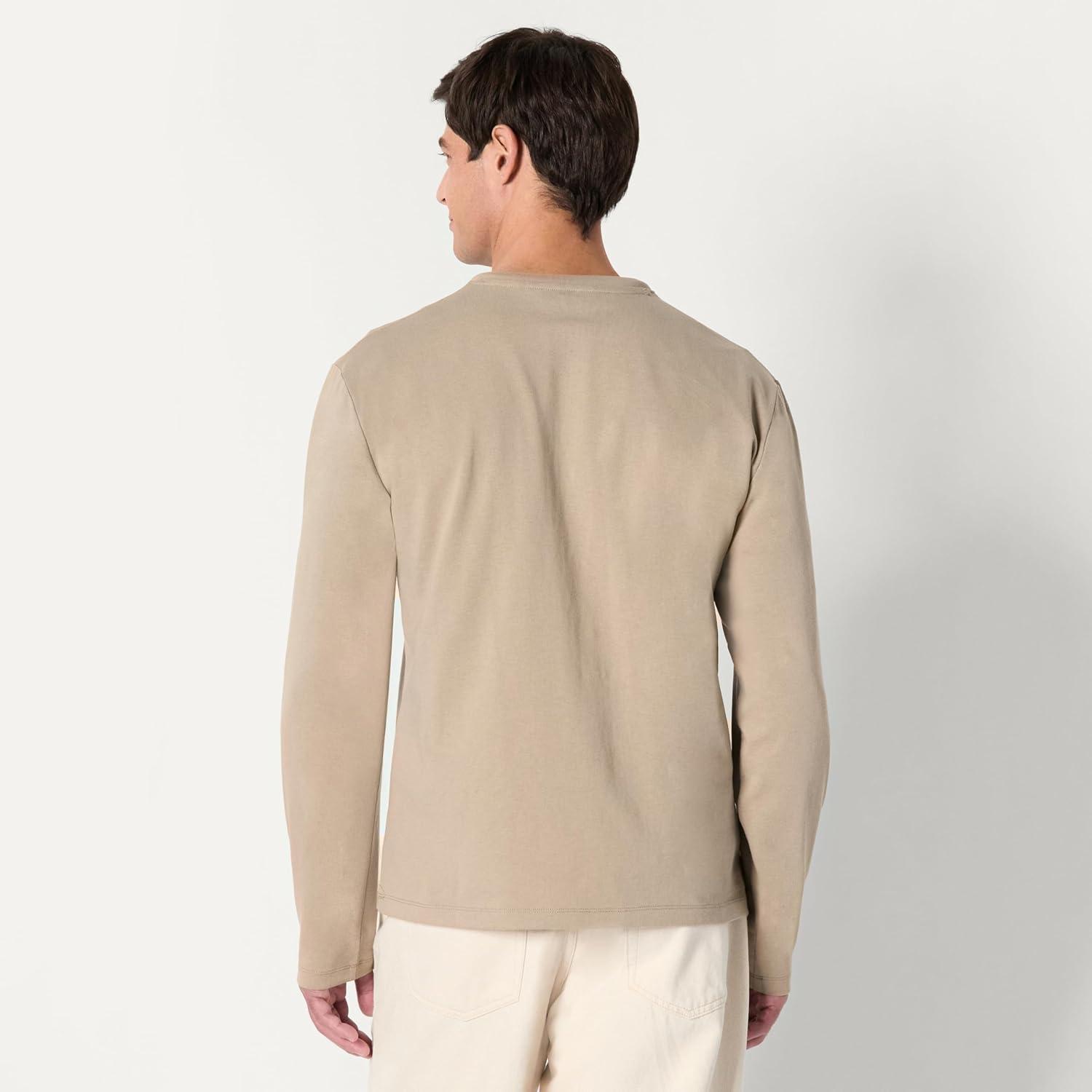 imageAmazon Essentials Mens RelaxedFit Long Sleeve HenleyTaupe
