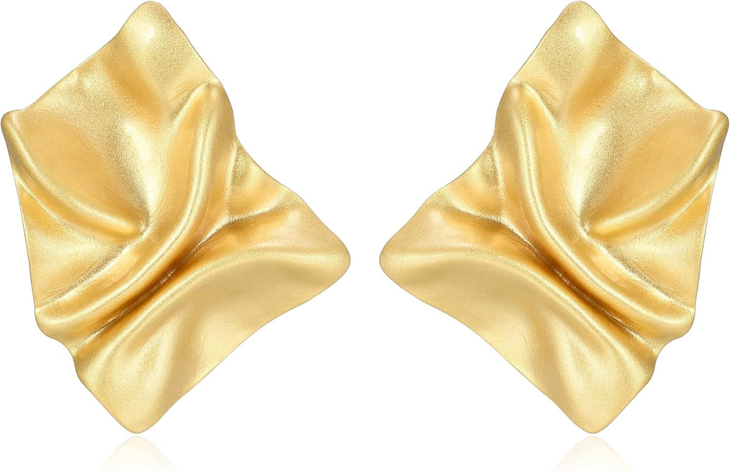 imageAmazon Essentials Sculpted Clip Earrings for Women  GoldTone Fine Silver Plated Trendy Jewelry