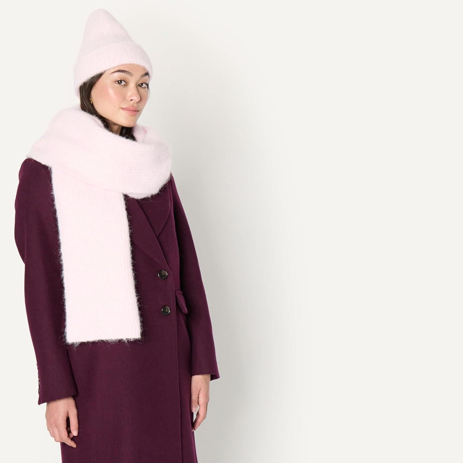 imageAmazon Essentials UnisexAdult Faux Mohair Scarf ampamp Hat SetPastel Lilac