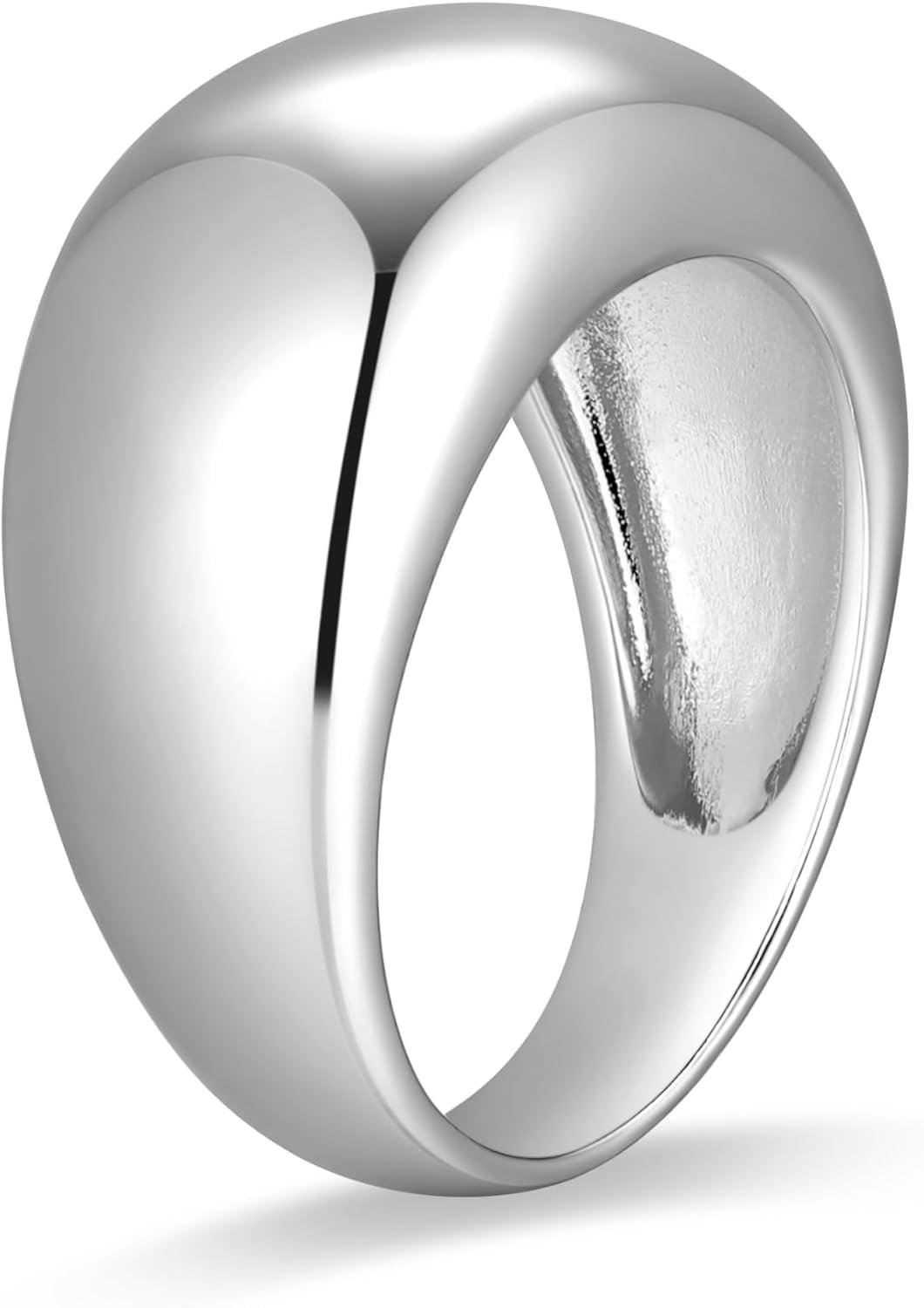 imageAmazon Essentials Womens Dome Band Ring Gold or Silver PlatedWHITE