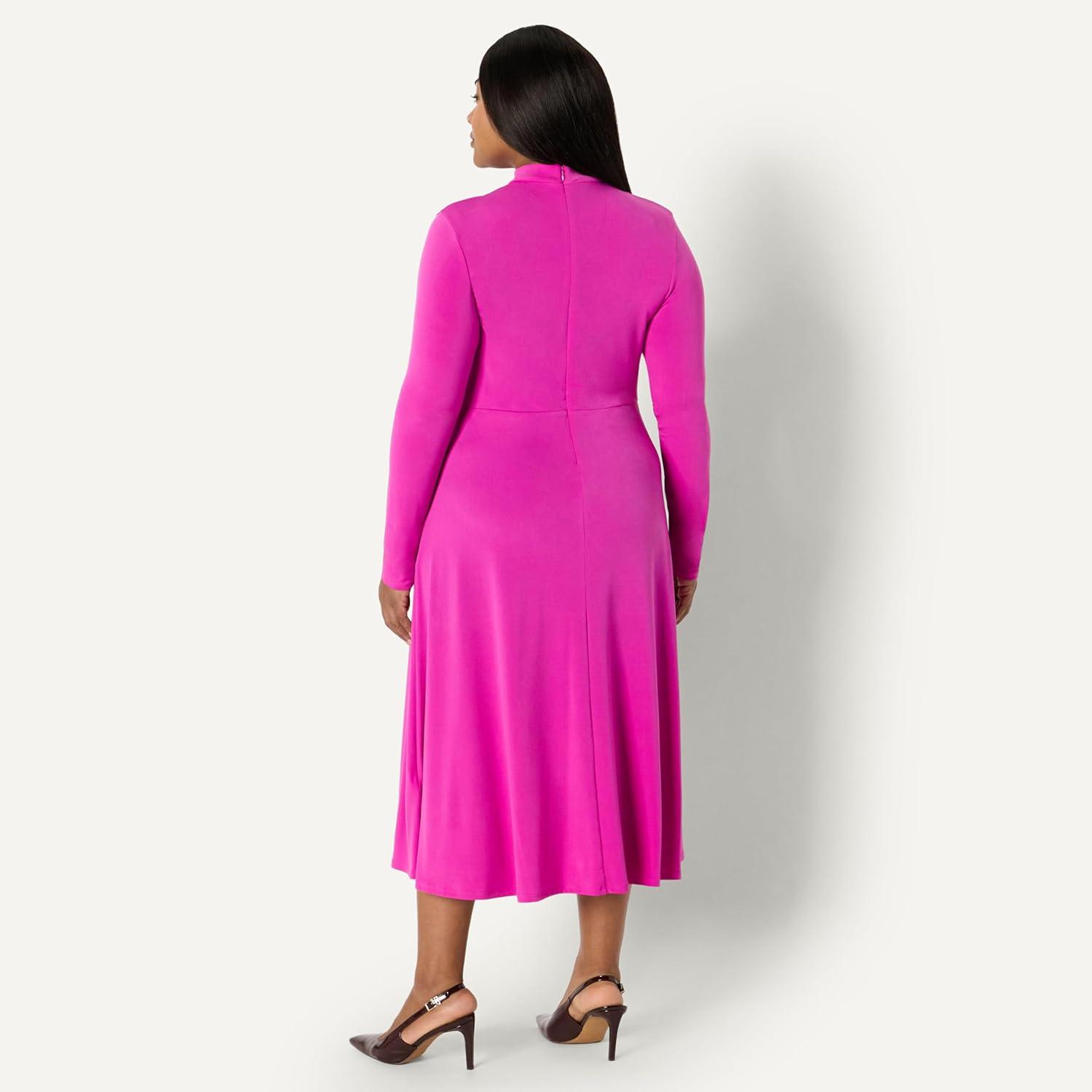 imageAmazon Essentials Womens Fit and Flare LongSleeved Short Maxi DressFuchsia