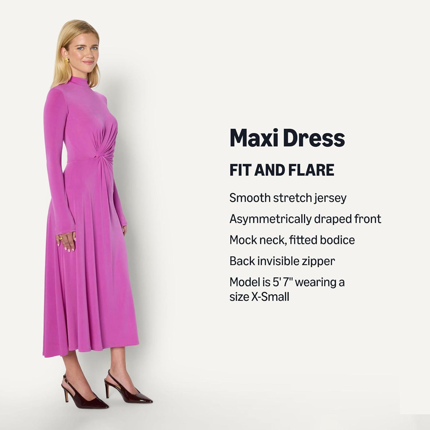 imageAmazon Essentials Womens Fit and Flare LongSleeved Short Maxi DressFuchsia