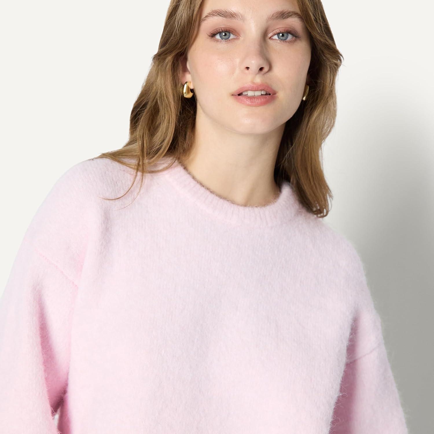 imageAmazon Essentials Womens OversizedFit Faux Mohair Crewneck SweaterPastel Lilac