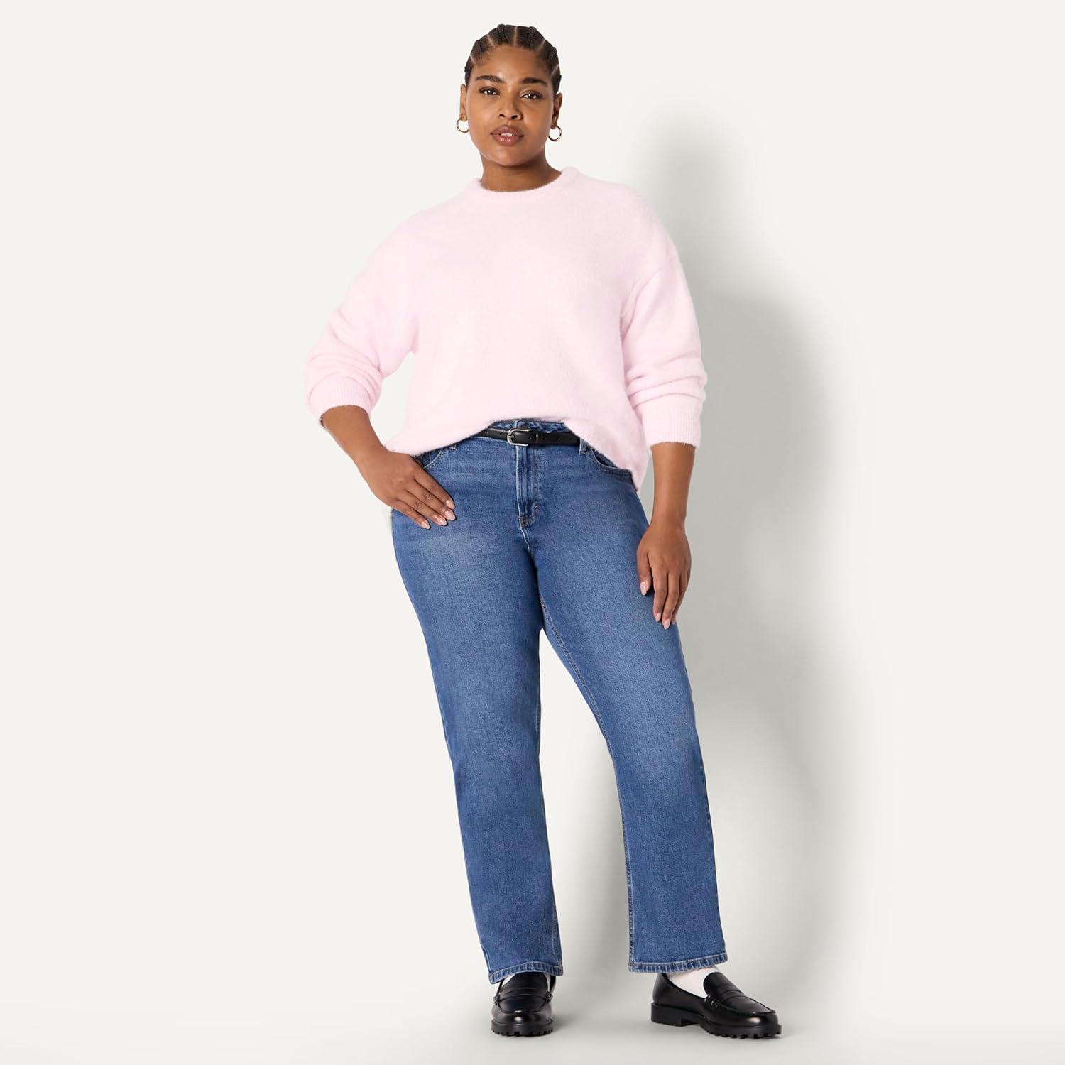 imageAmazon Essentials Womens OversizedFit Faux Mohair Crewneck SweaterPastel Lilac