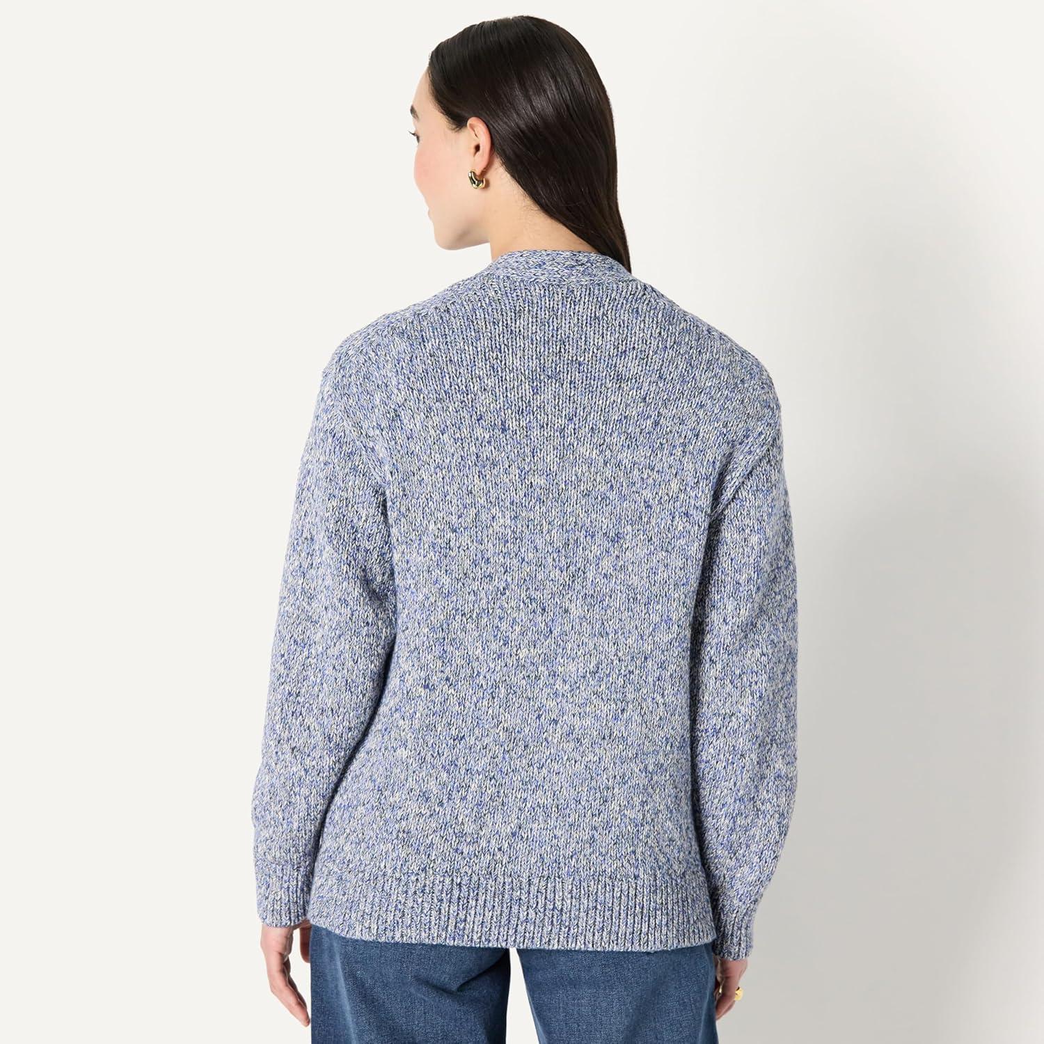 imageAmazon Essentials Womens OversizedFit MultiColor Heavyweight ButtonUp CardiganBright Blue Marl