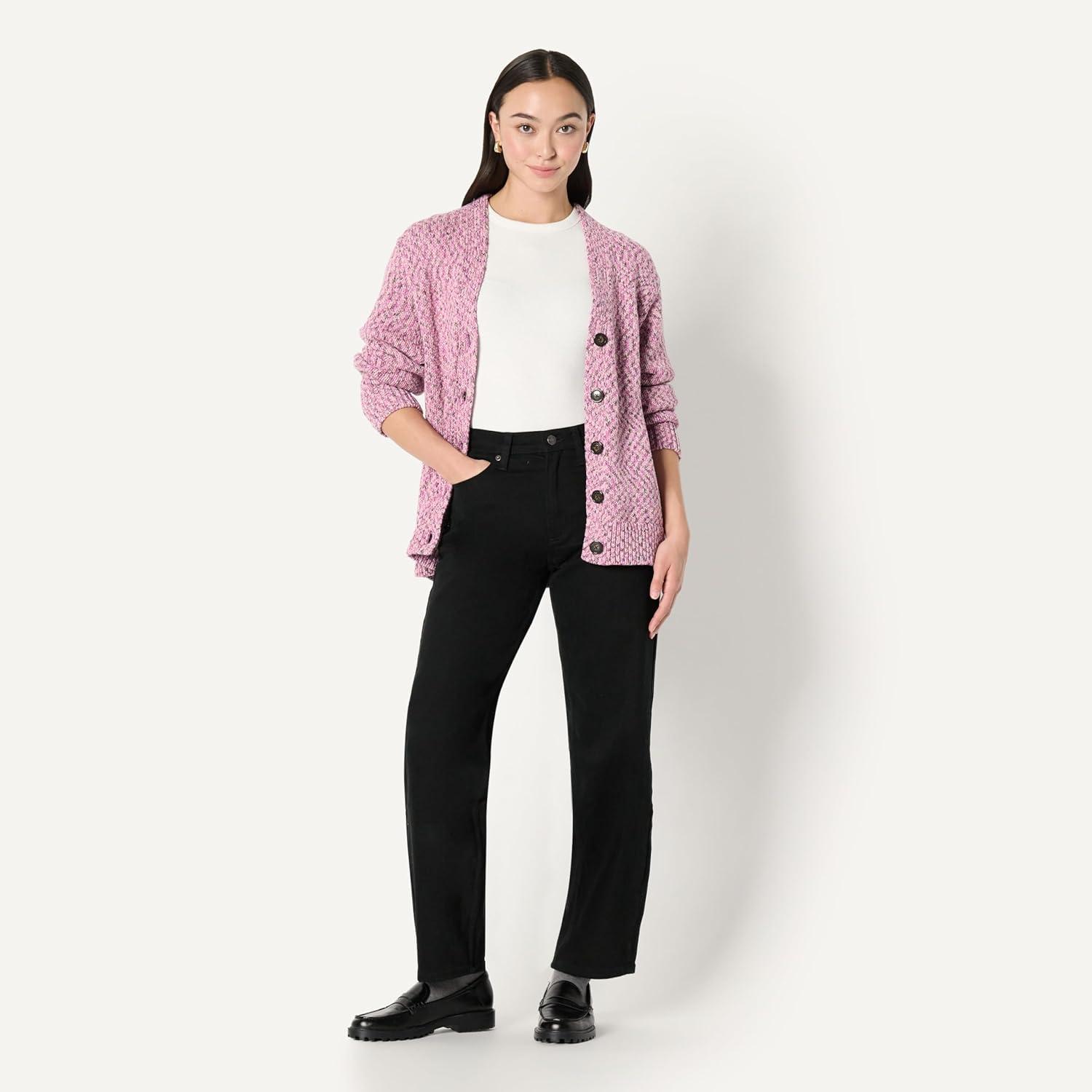 imageAmazon Essentials Womens OversizedFit MultiColor Heavyweight ButtonUp CardiganFuchsia Marl