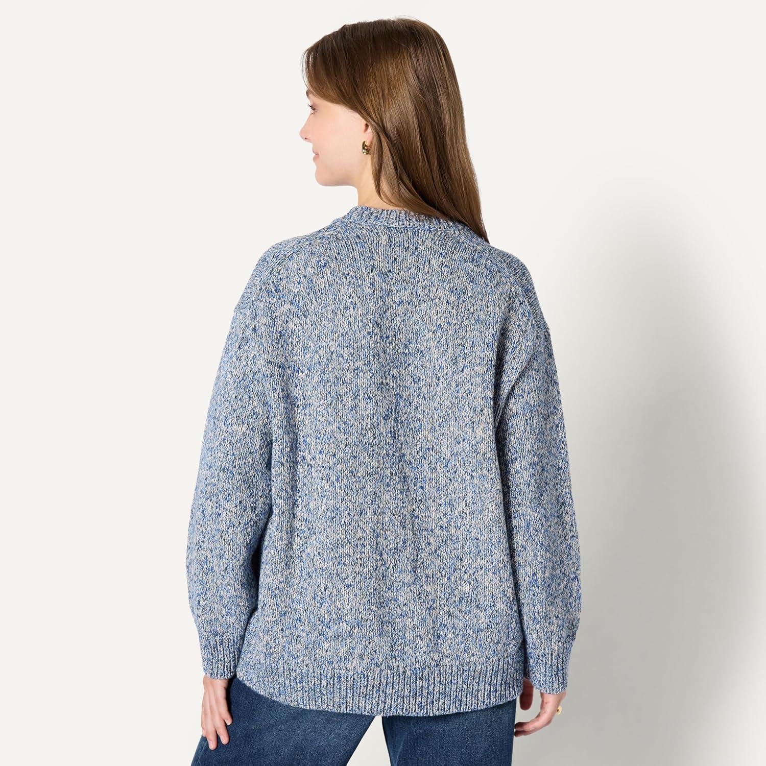 imageAmazon Essentials Womens OversizedFit MultiColor Heavyweight Crewneck SweaterBright Blue Marl