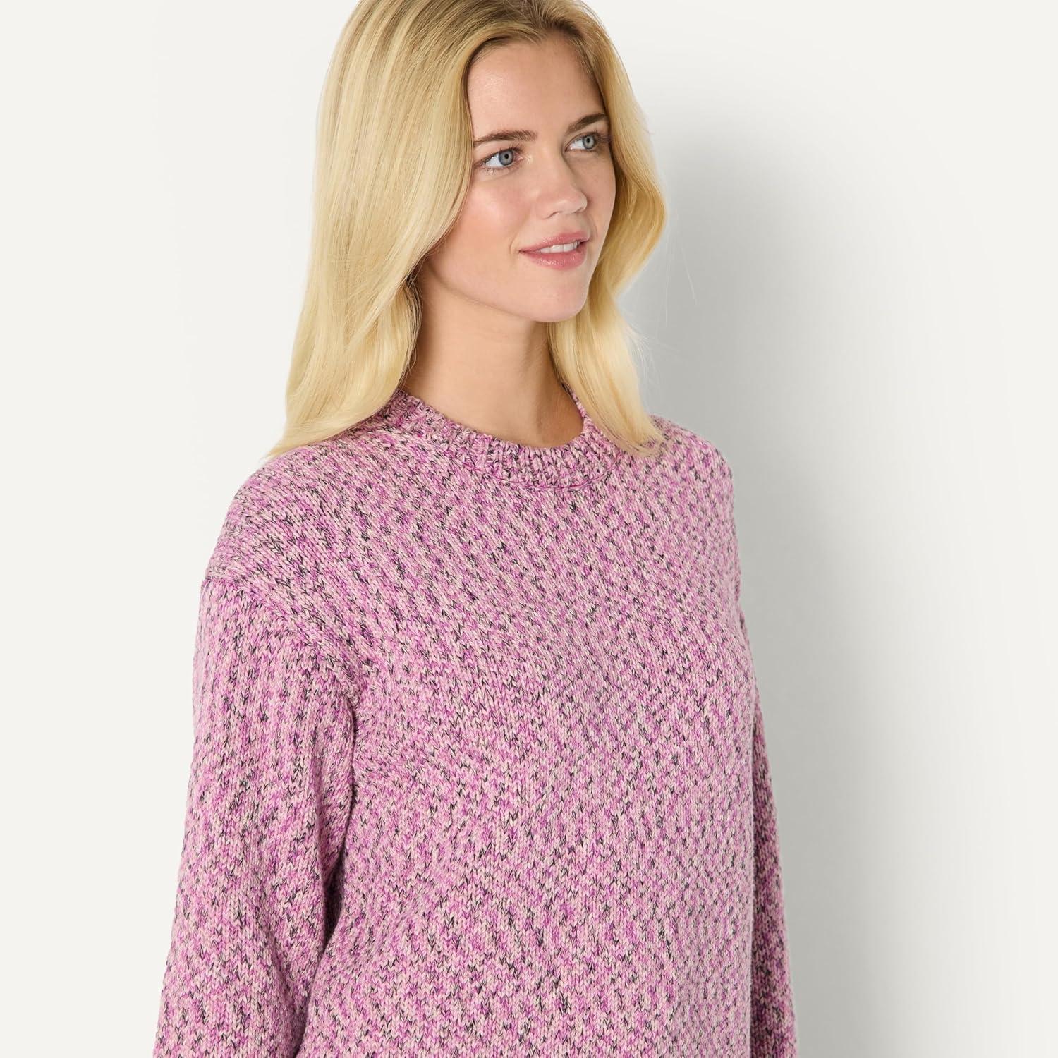 imageAmazon Essentials Womens OversizedFit MultiColor Heavyweight Crewneck SweaterFuchsia Marl