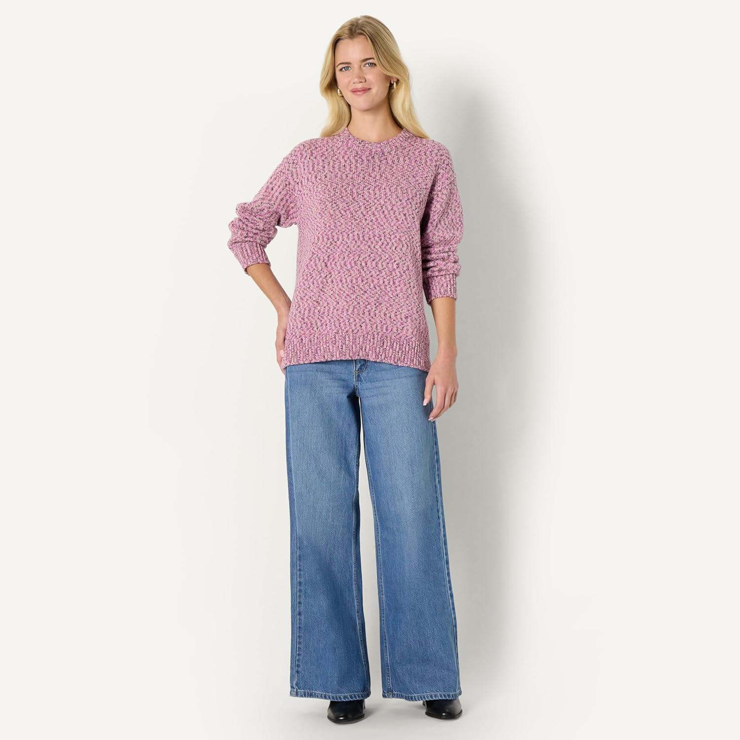 imageAmazon Essentials Womens OversizedFit MultiColor Heavyweight Crewneck SweaterFuchsia Marl