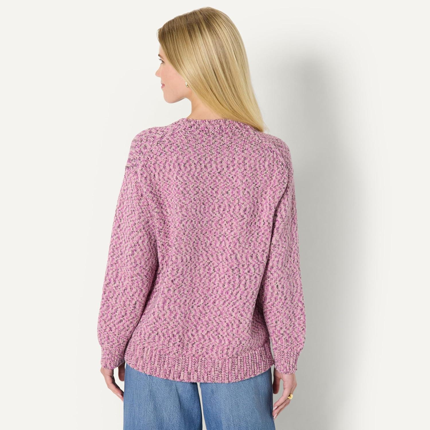 imageAmazon Essentials Womens OversizedFit MultiColor Heavyweight Crewneck SweaterFuchsia Marl