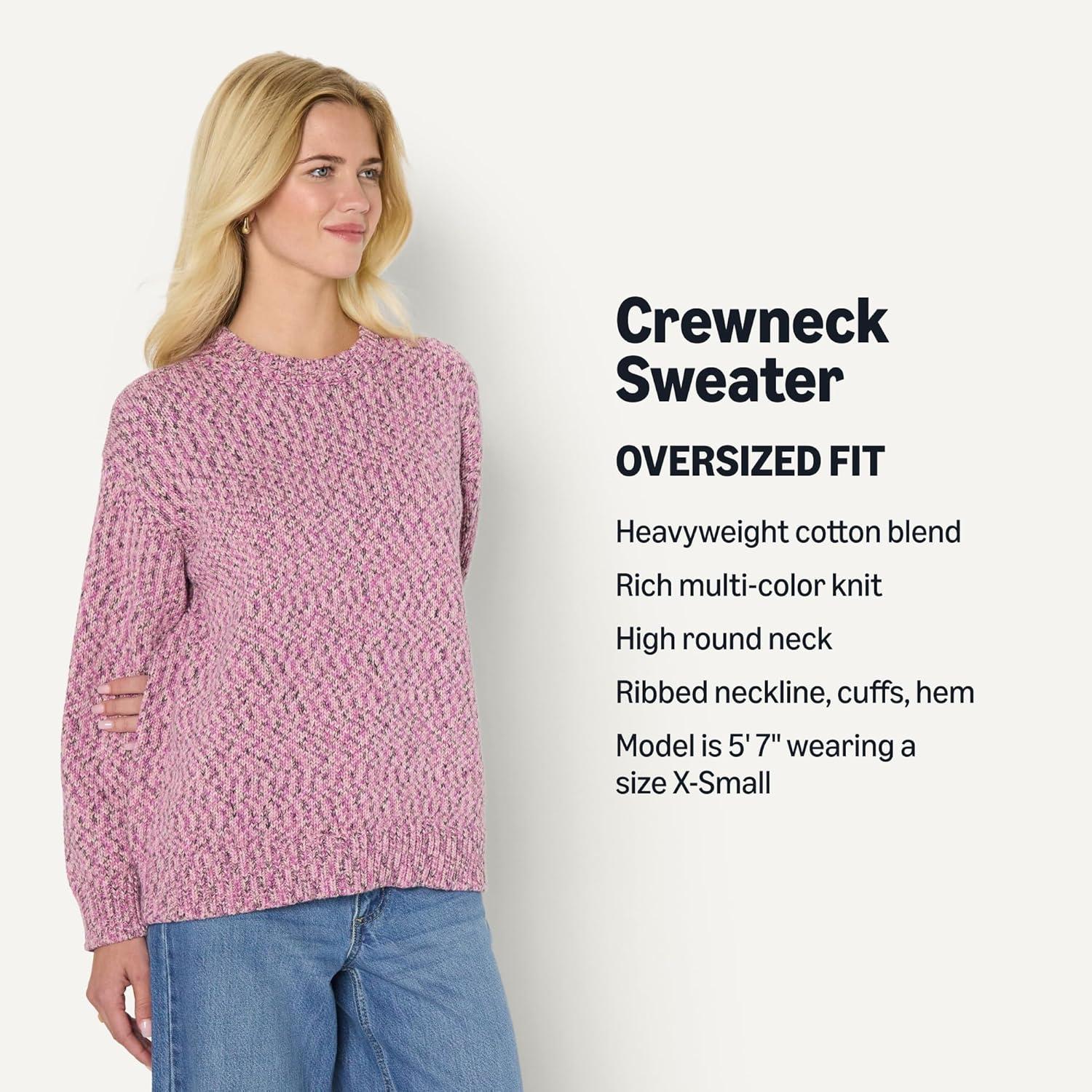 imageAmazon Essentials Womens OversizedFit MultiColor Heavyweight Crewneck SweaterFuchsia Marl