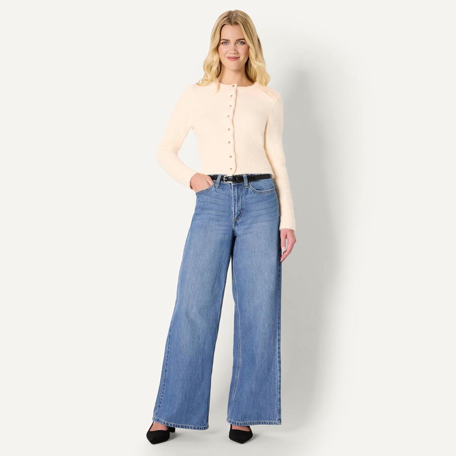 imageAmazon Essentials Womens RegularFit Faux Mohair ButtonDown CardiganCream