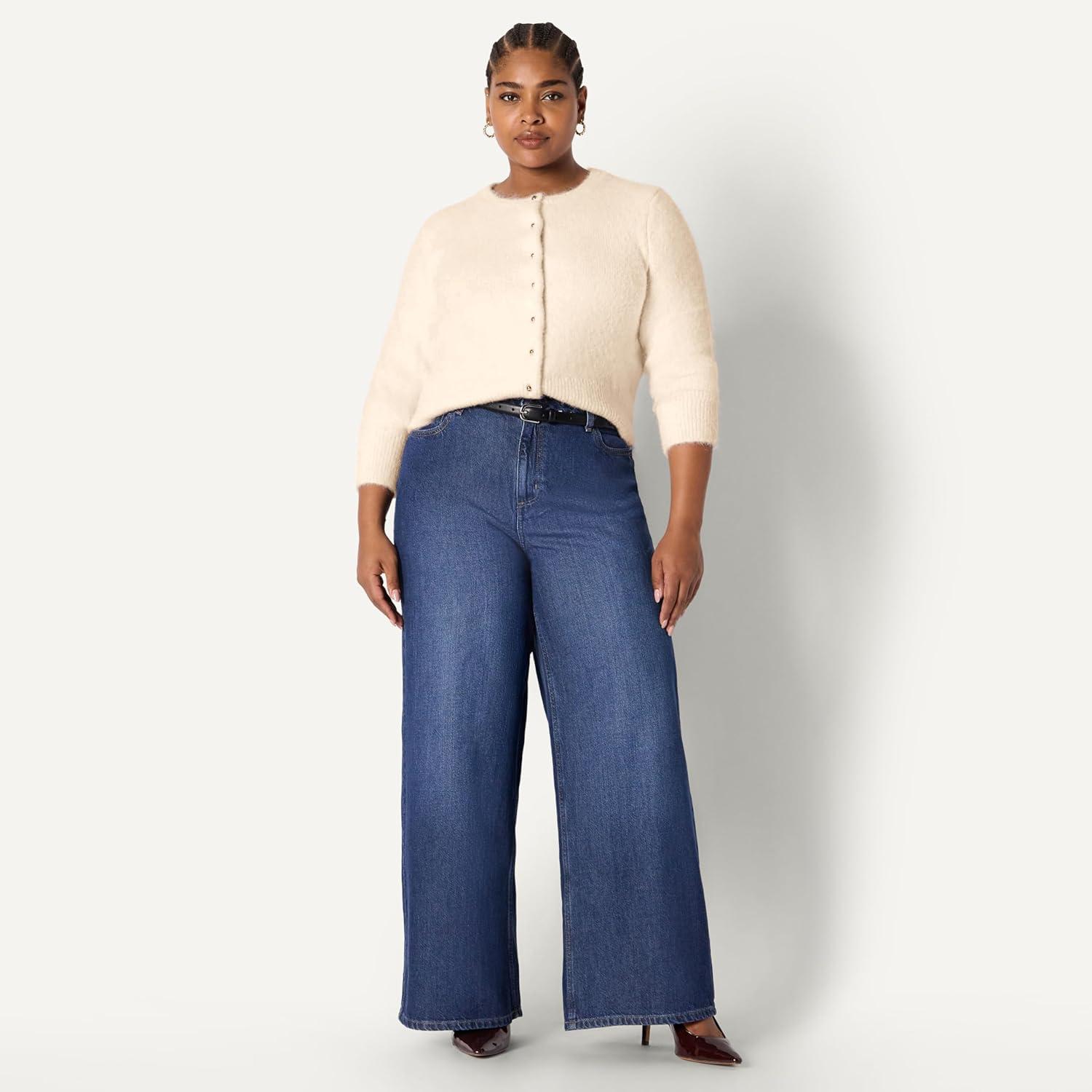 imageAmazon Essentials Womens RegularFit Faux Mohair ButtonDown CardiganCream