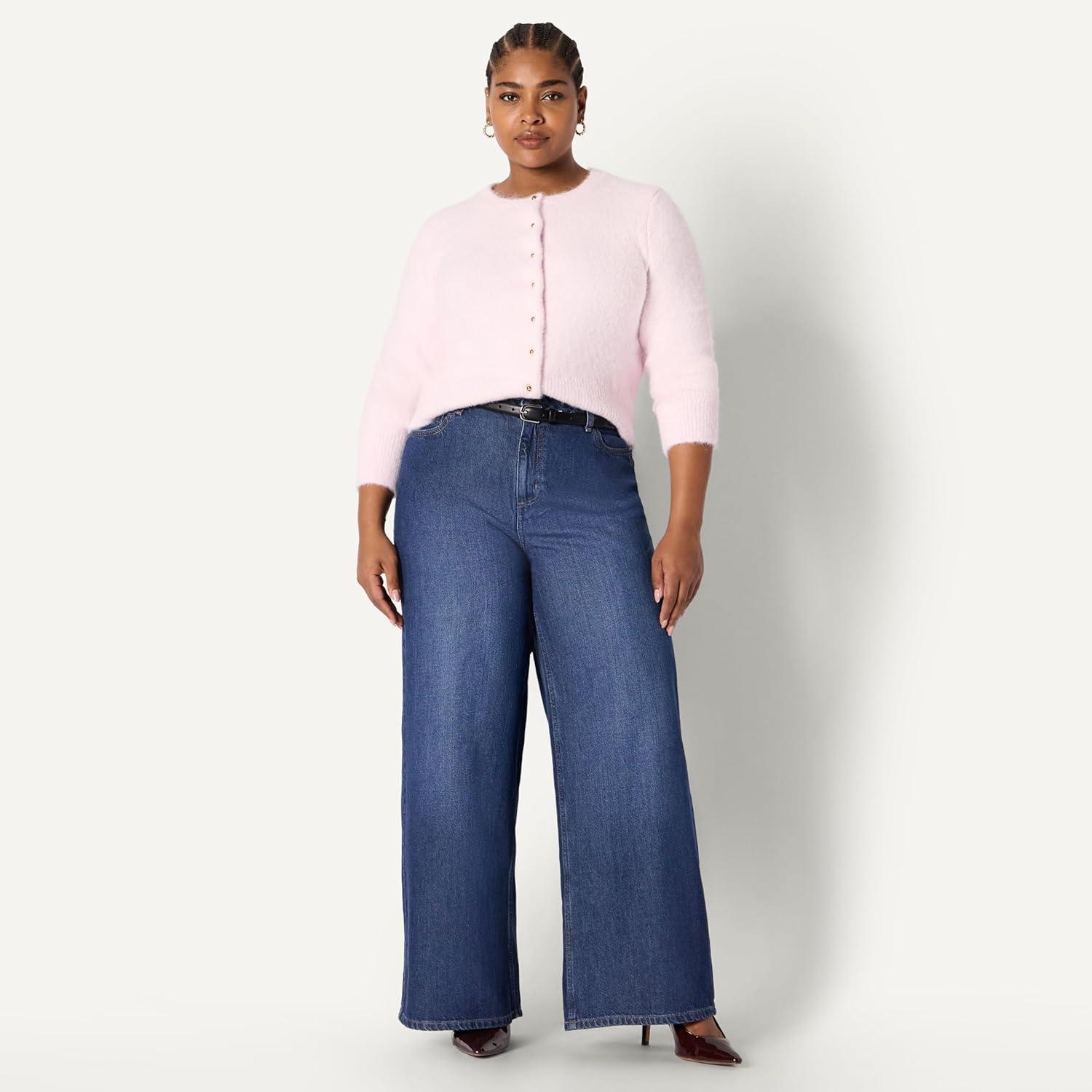 imageAmazon Essentials Womens RegularFit Faux Mohair ButtonDown CardiganPastel Lilac