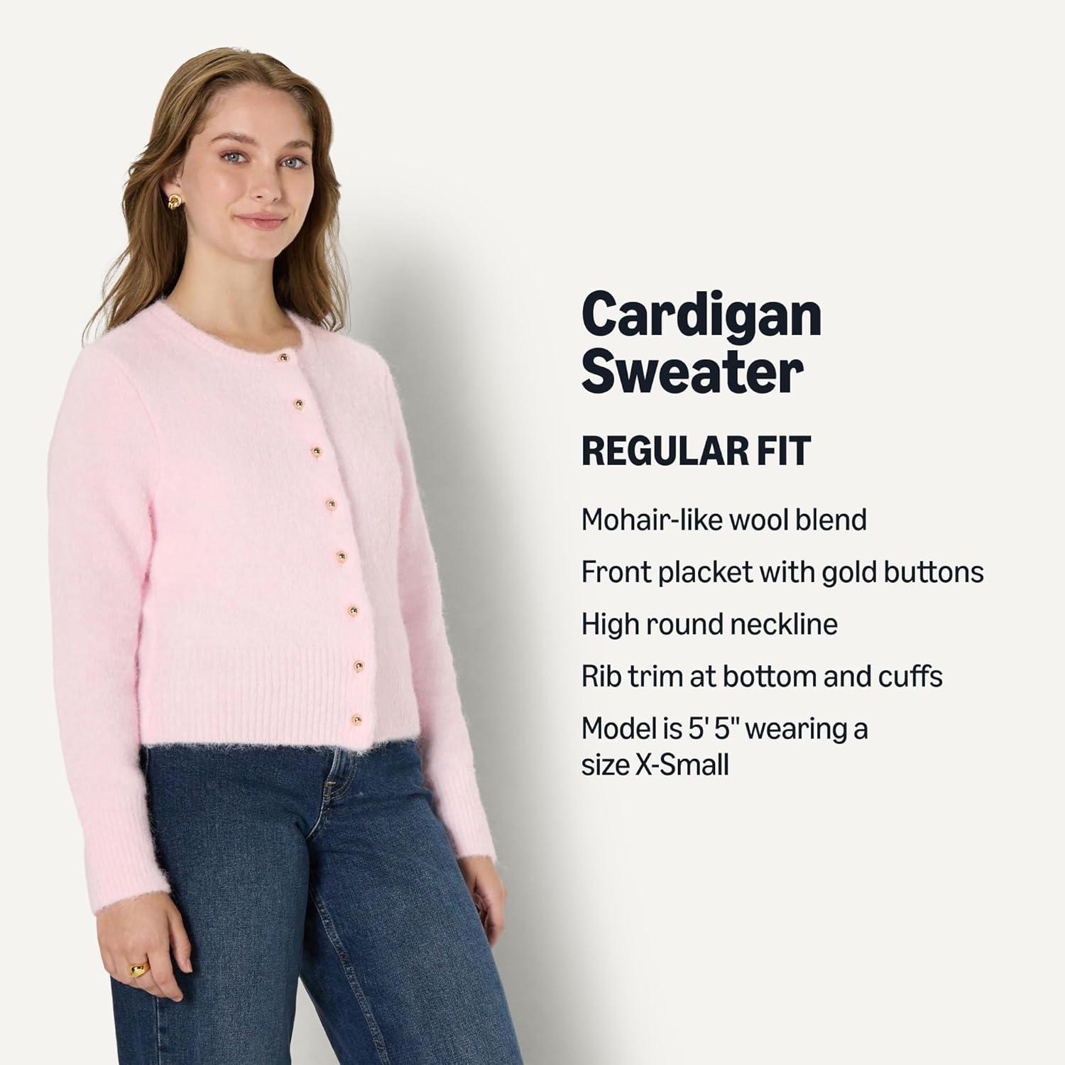 imageAmazon Essentials Womens RegularFit Faux Mohair ButtonDown CardiganPastel Lilac