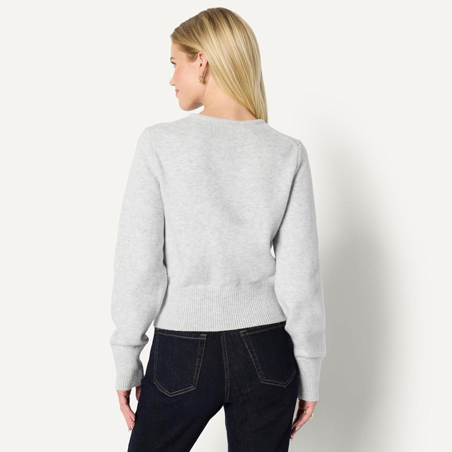 imageAmazon Essentials Womens RegularFit LongSleeve Tie Front Cardigan with BowsLight Grey Heather