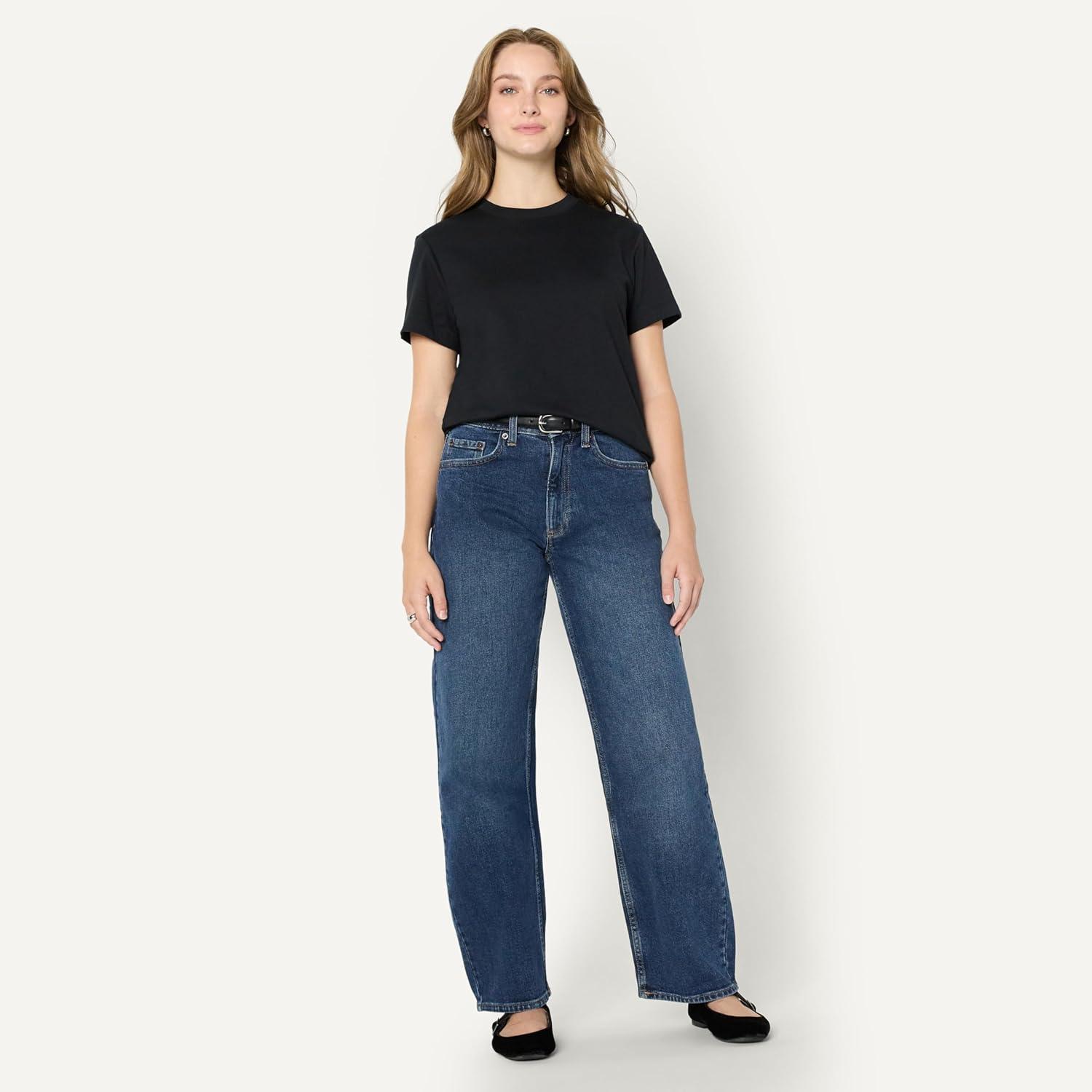 imageAmazon Essentials Womens RelaxedFit Cotton Crewneck TShirtBlack