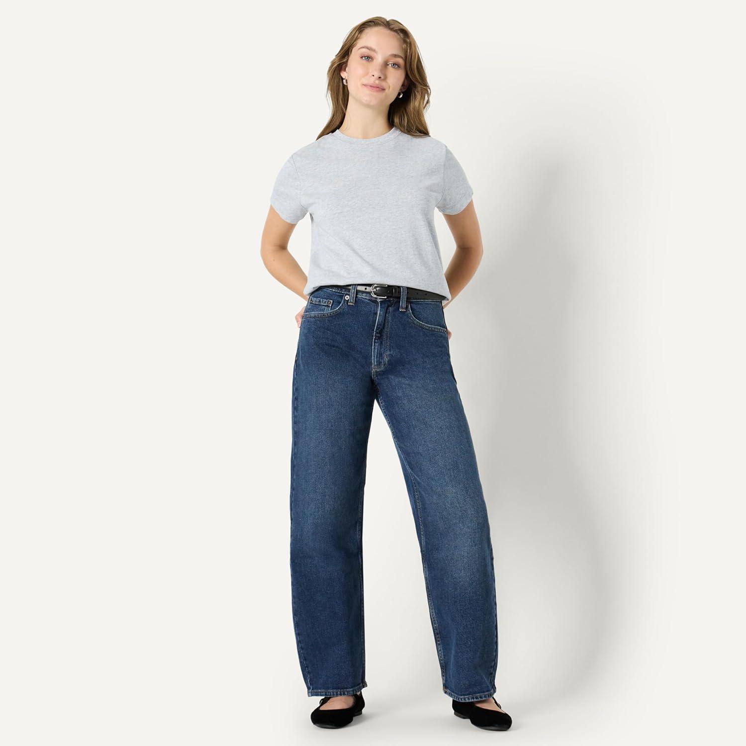 imageAmazon Essentials Womens RelaxedFit Cotton Crewneck TShirtLight Grey Heather