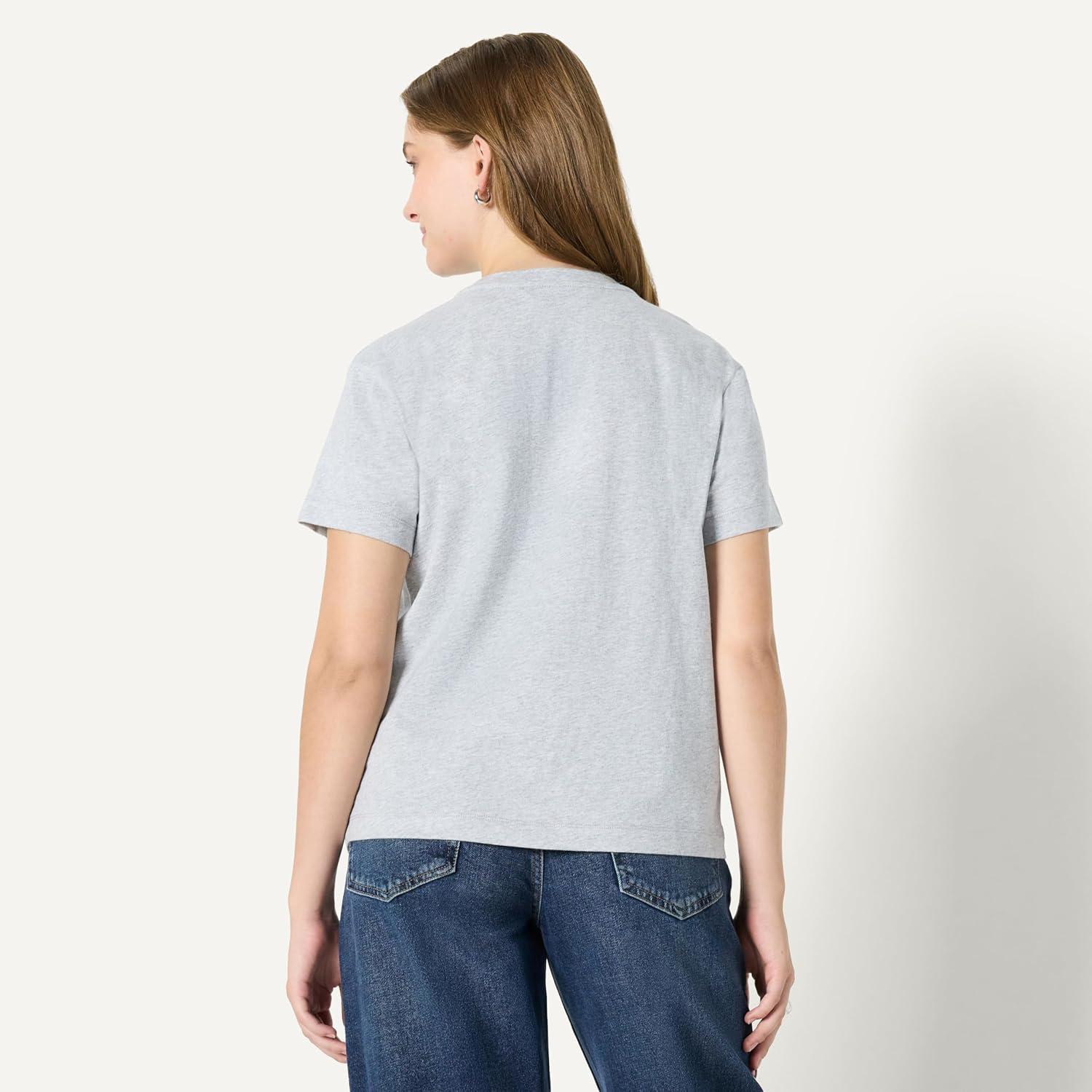 imageAmazon Essentials Womens RelaxedFit Cotton Crewneck TShirtLight Grey Heather