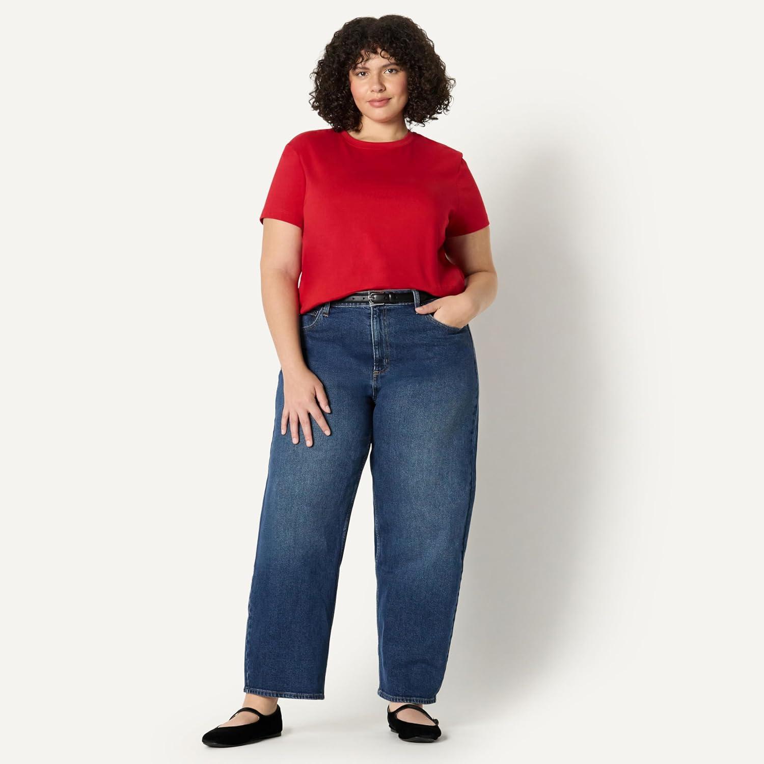 imageAmazon Essentials Womens RelaxedFit Cotton Crewneck TShirtRed