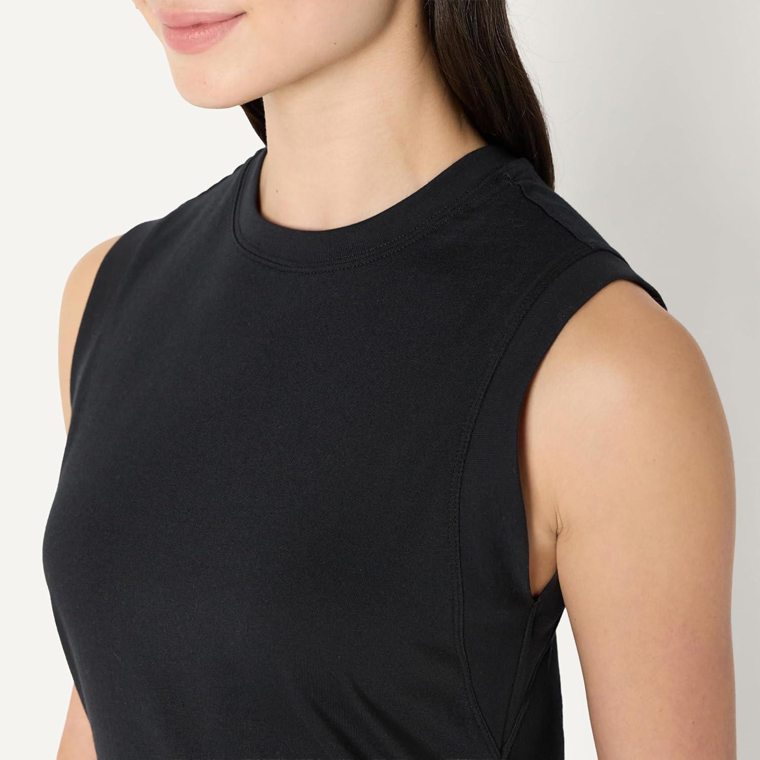 imageAmazon Essentials Womens RelaxedFit Cotton Muscle TeeBlack