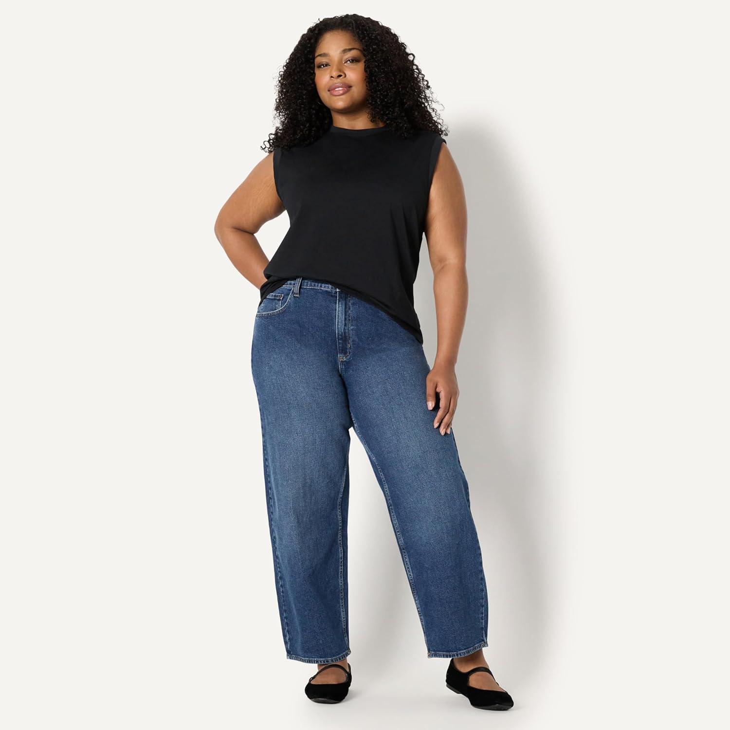 imageAmazon Essentials Womens RelaxedFit Cotton Muscle TeeBlack