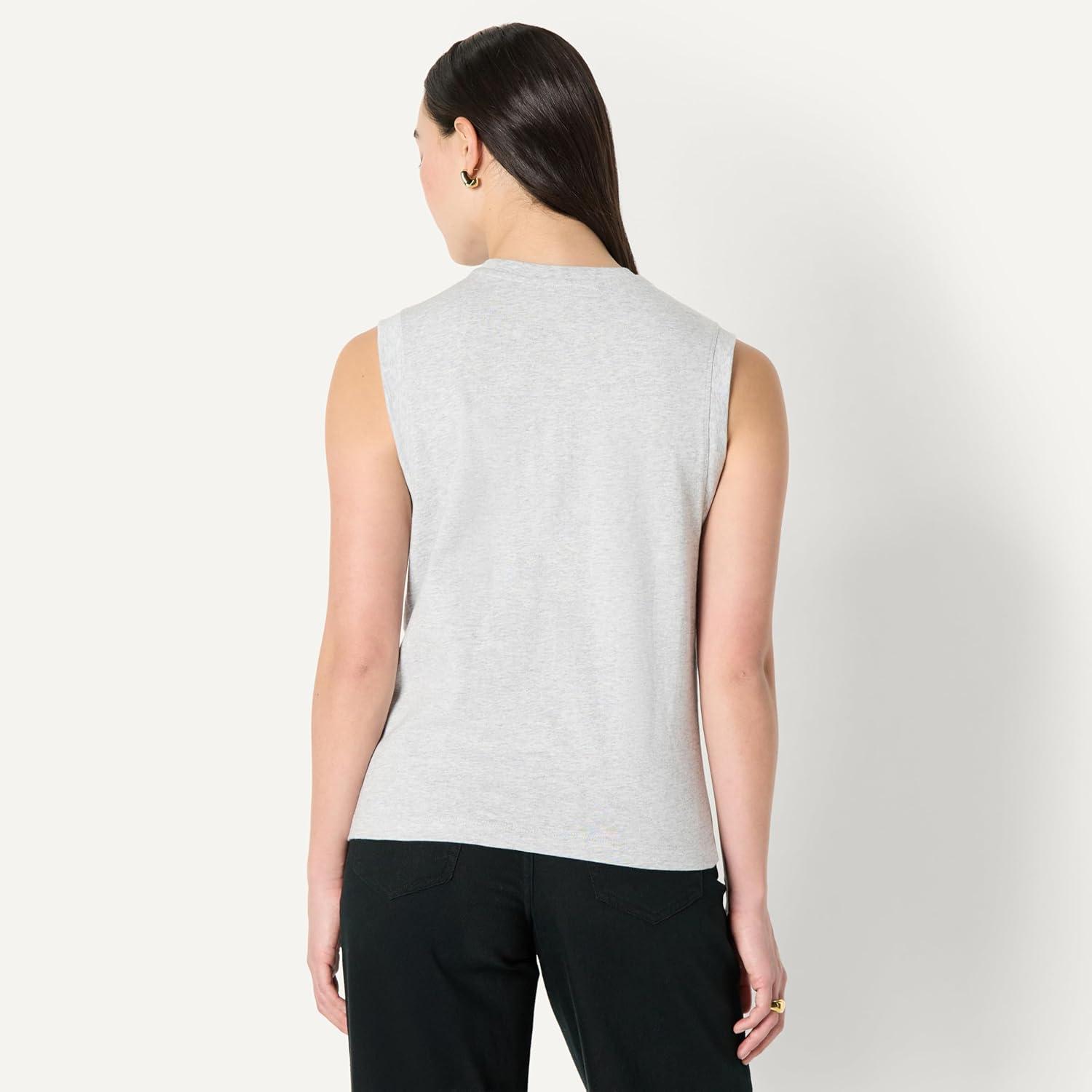 imageAmazon Essentials Womens RelaxedFit Cotton Muscle TeeLight Grey Heather