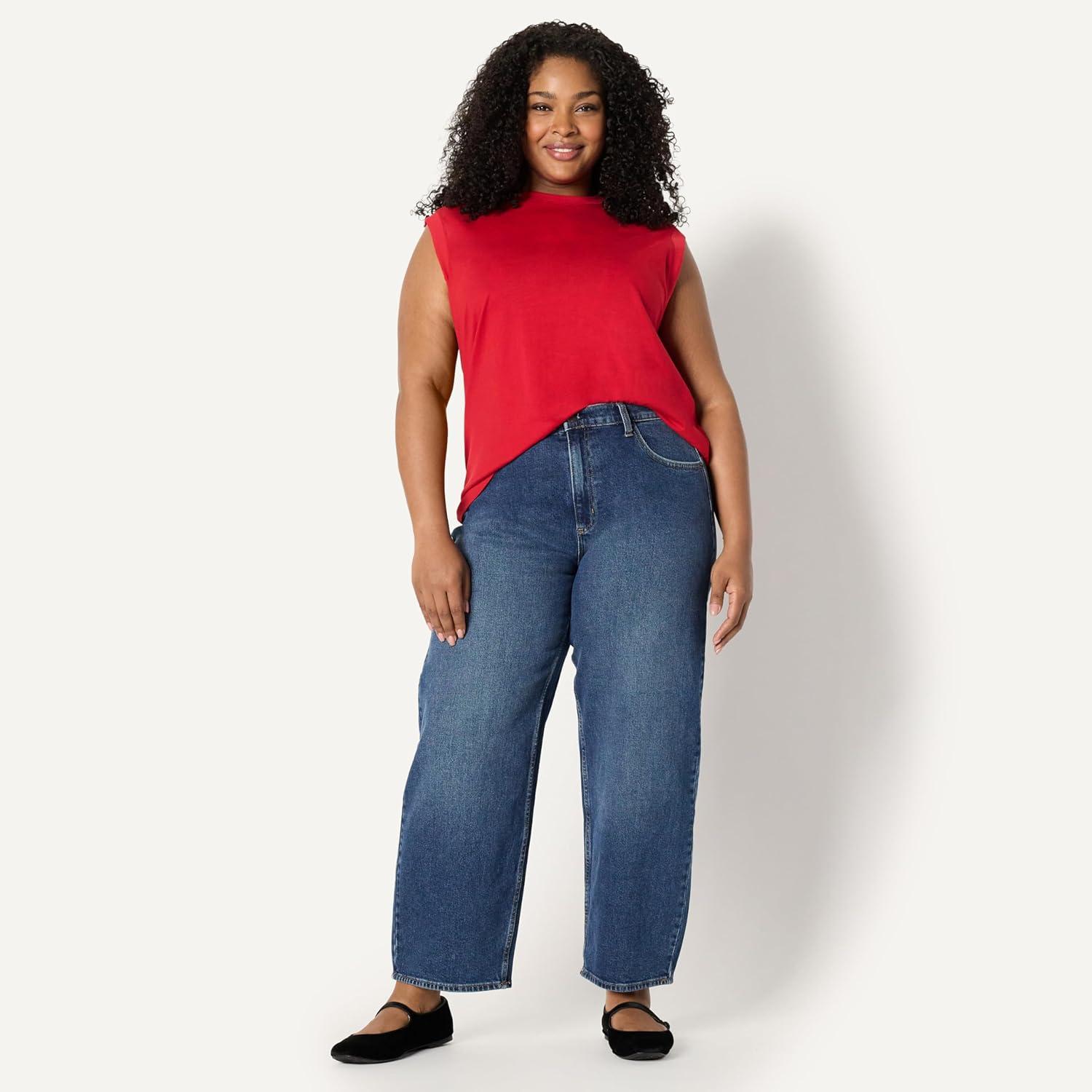 imageAmazon Essentials Womens RelaxedFit Cotton Muscle TeeRed