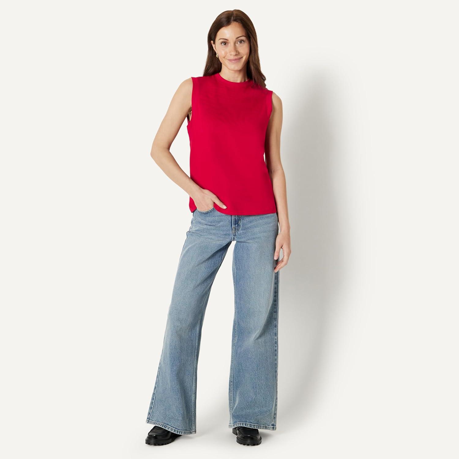 imageAmazon Essentials Womens RelaxedFit Cotton Muscle TeeRed