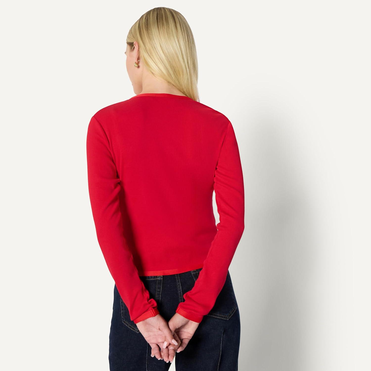 imageAmazon Essentials Womens SlimFit Ribbed Cardigan ampamp Cami Set with Removable StrapsRed