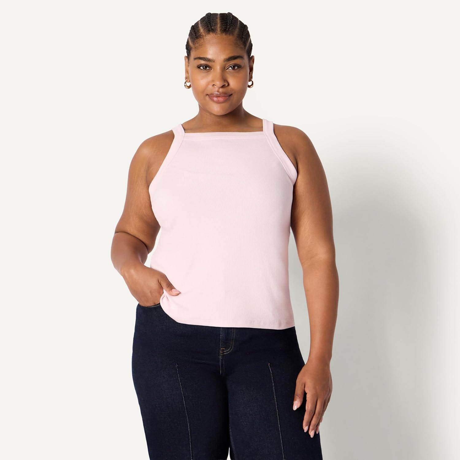 imageAmazon Essentials Womens SlimFit Stretch Rib HighNeck TankPastel Lilac