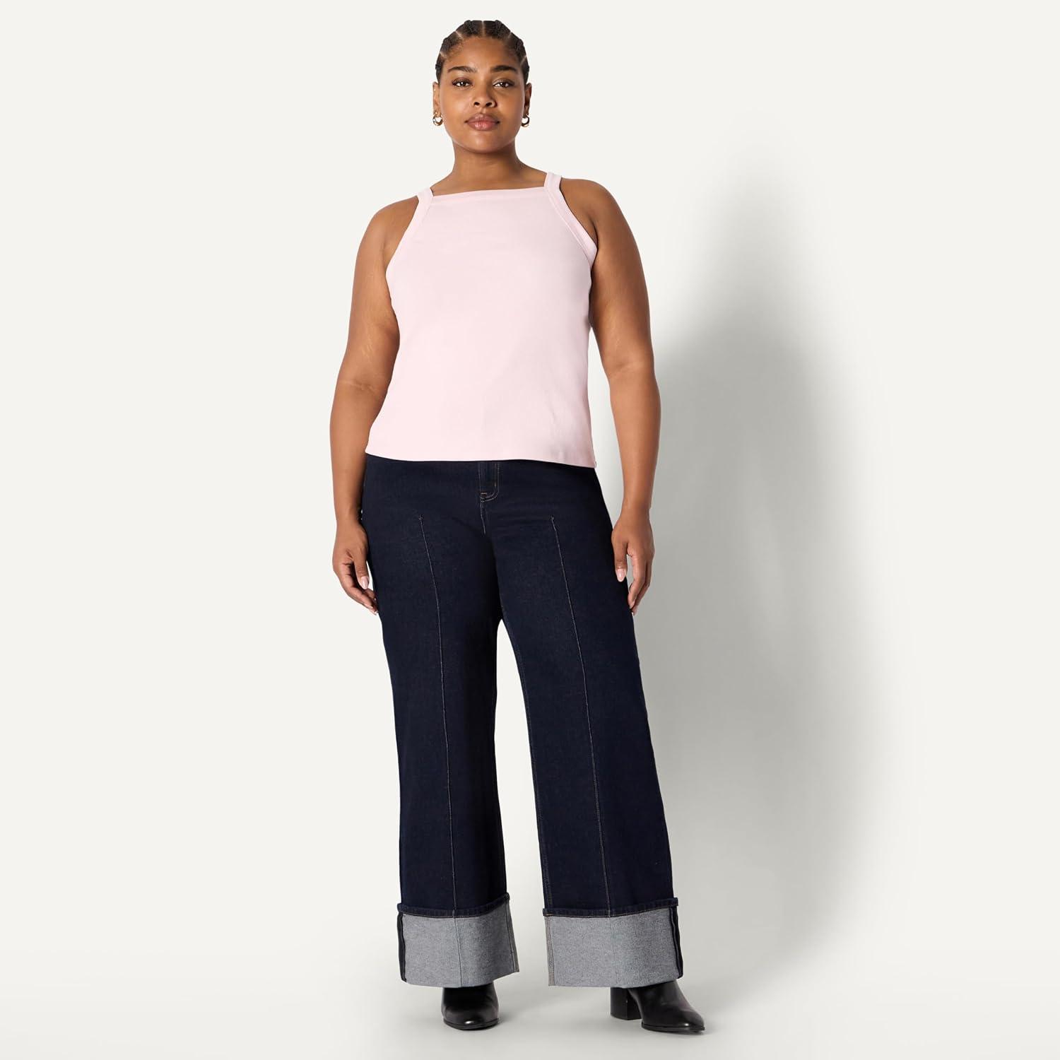 imageAmazon Essentials Womens SlimFit Stretch Rib HighNeck TankPastel Lilac