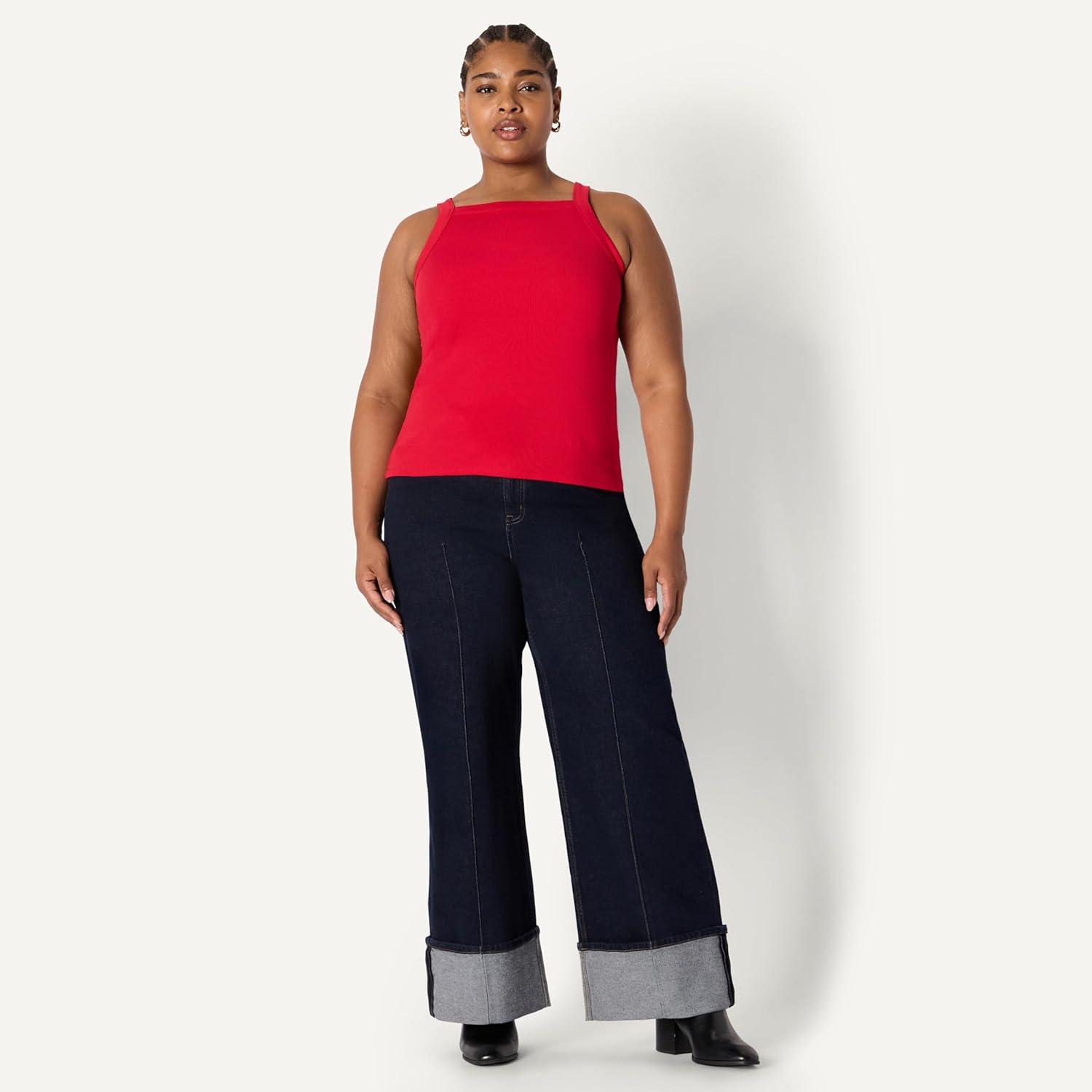 imageAmazon Essentials Womens SlimFit Stretch Rib HighNeck TankRed