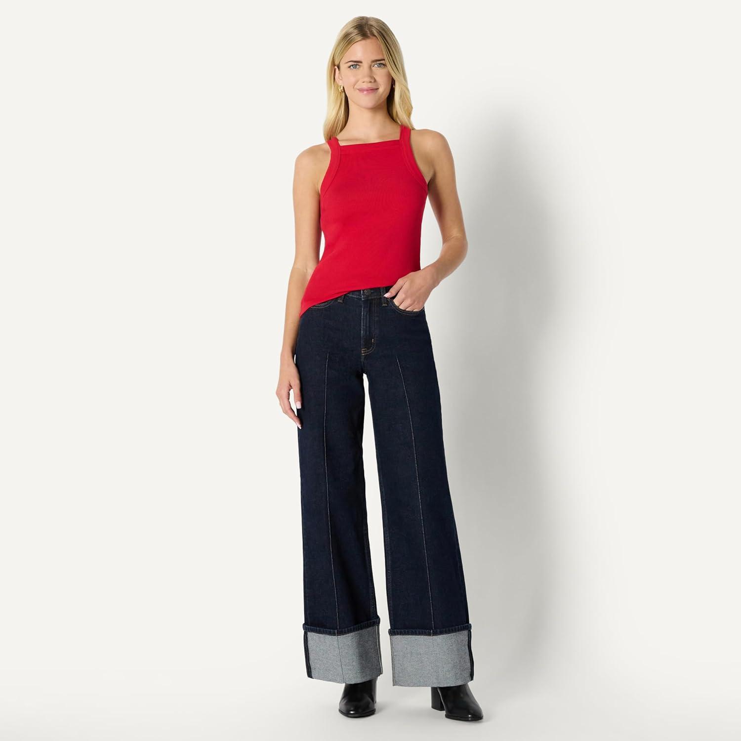 imageAmazon Essentials Womens SlimFit Stretch Rib HighNeck TankRed