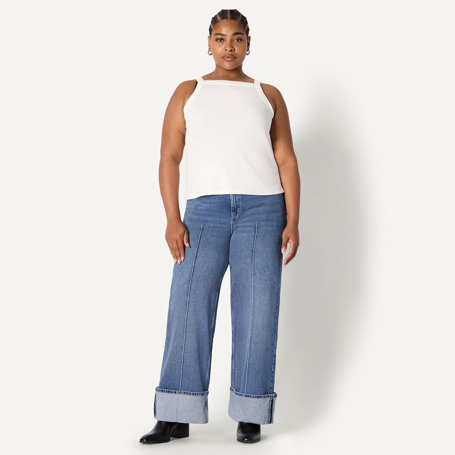 imageAmazon Essentials Womens SlimFit Stretch Rib HighNeck TankWhite