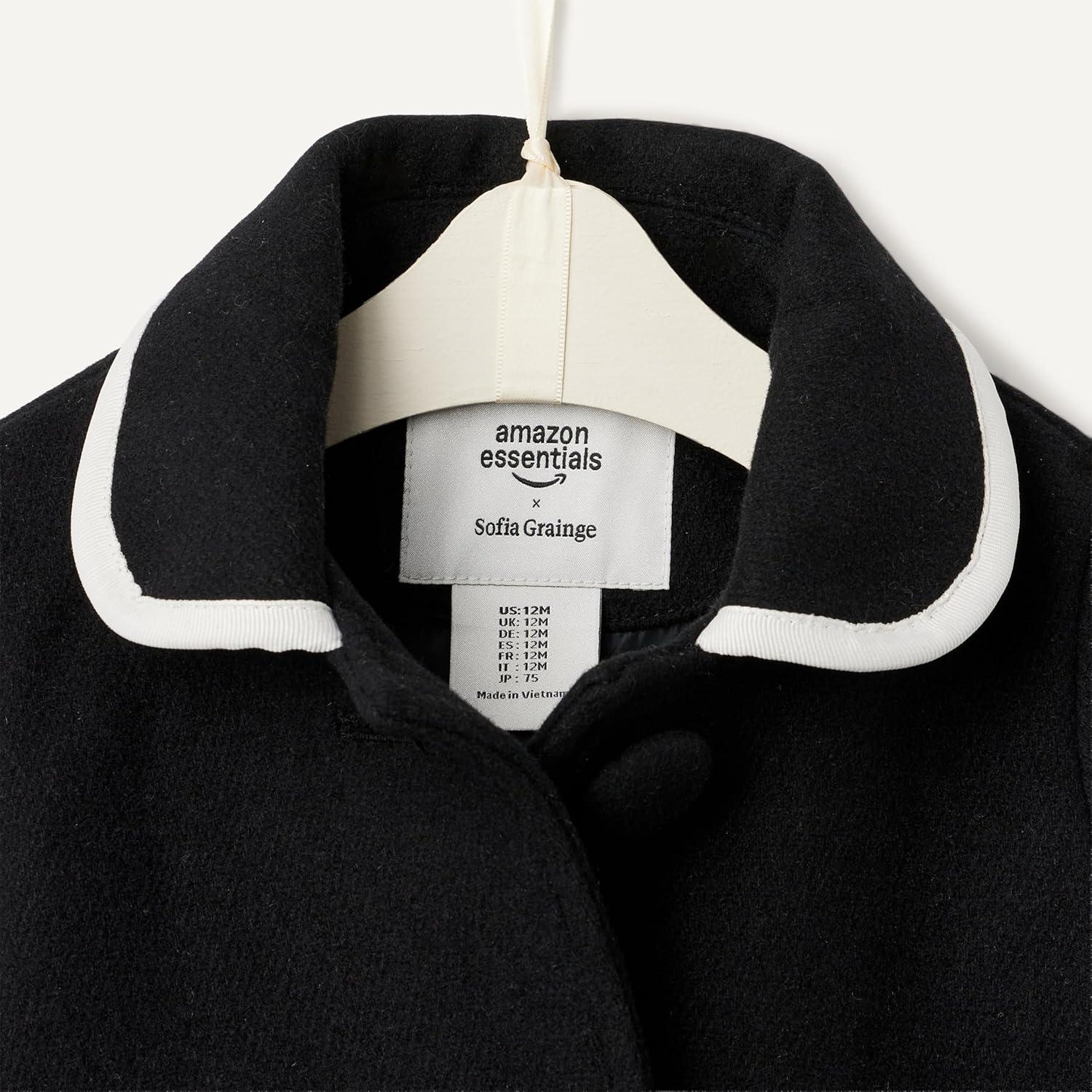 imageAmazon Essentials babygirls Wool Blend CoatBlack