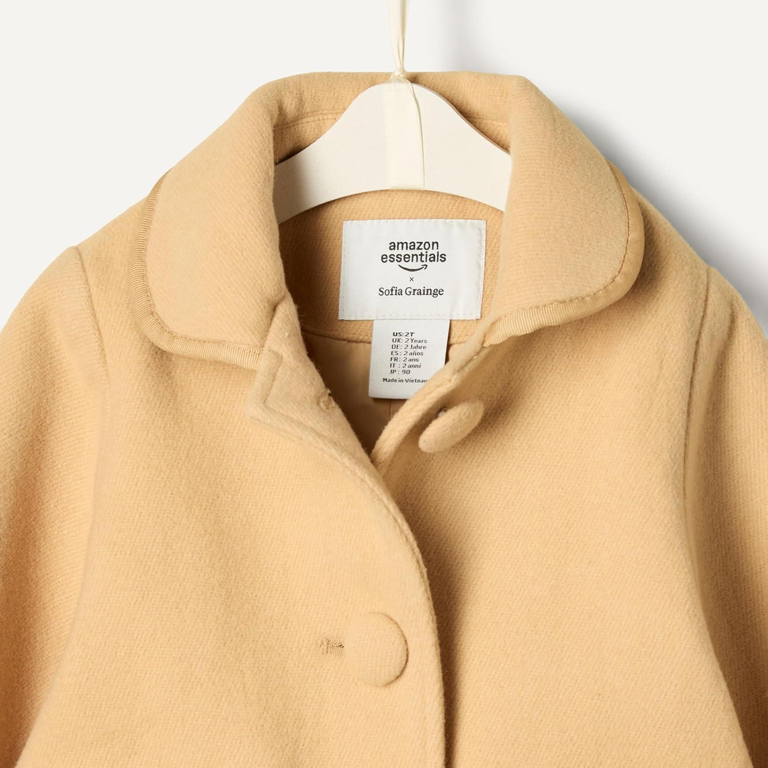 imageAmazon Essentials babygirls Wool Blend CoatLight Camel