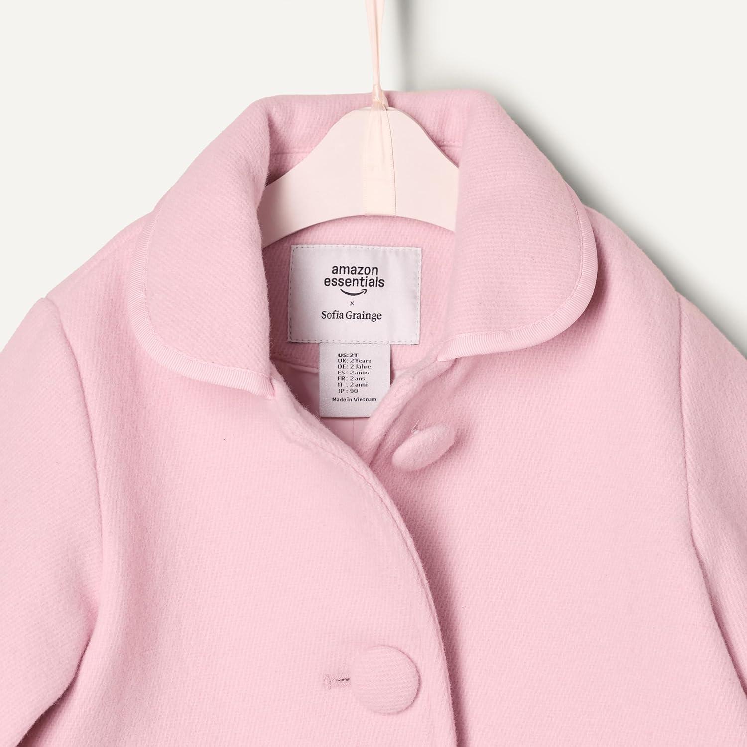 imageAmazon Essentials babygirls Wool Blend CoatPink