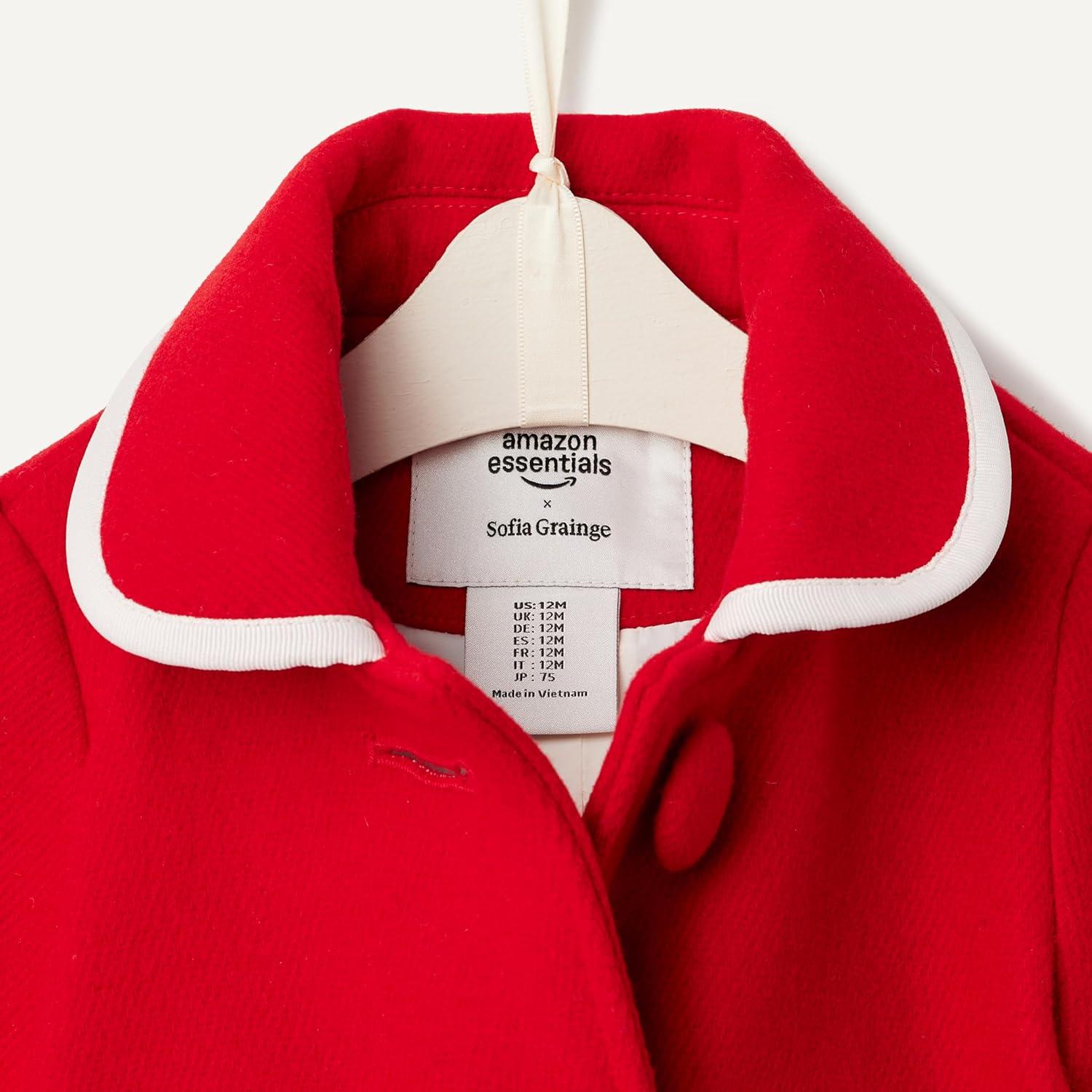 imageAmazon Essentials babygirls Wool Blend CoatRed