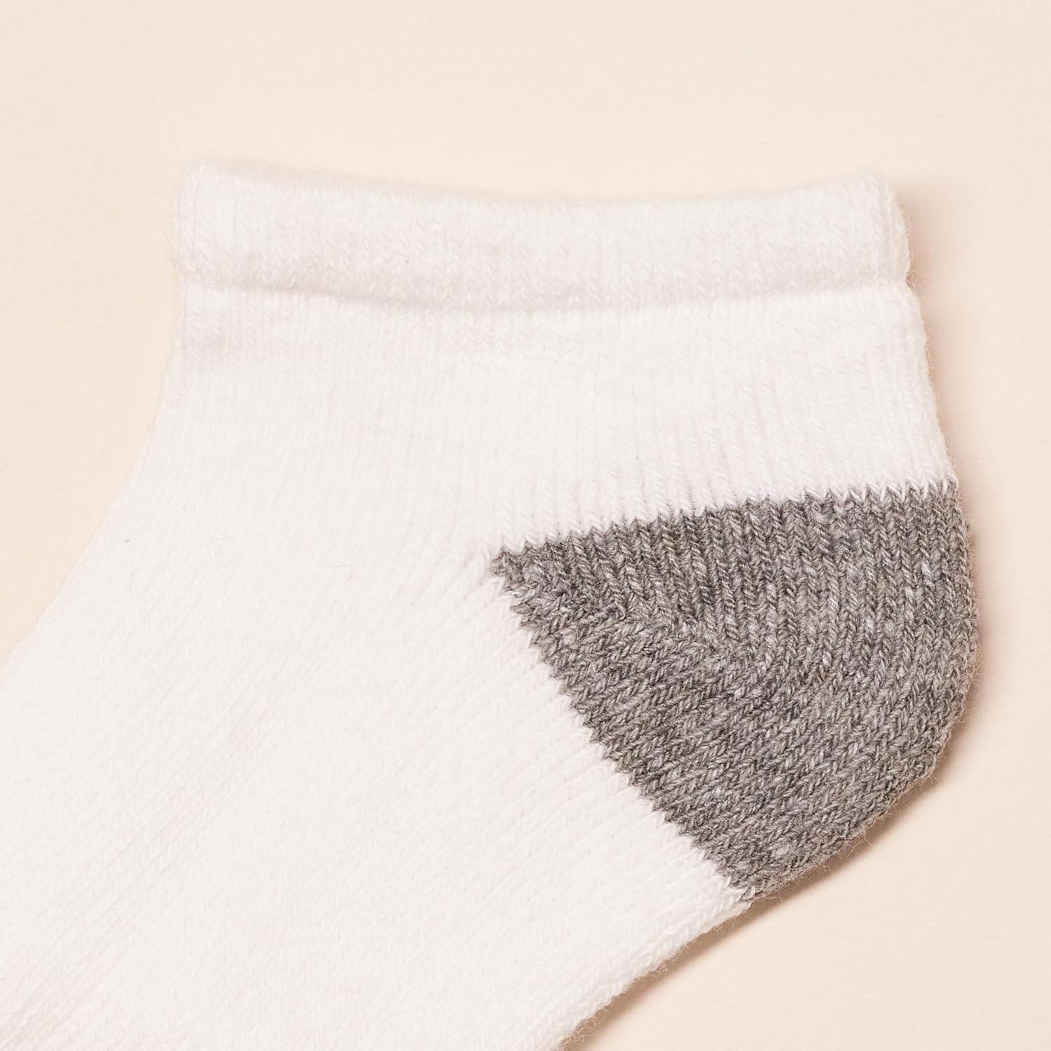 imageAmazon Essentials unisexchild Cotton Low Cut Cushioned SockWhiteGrey