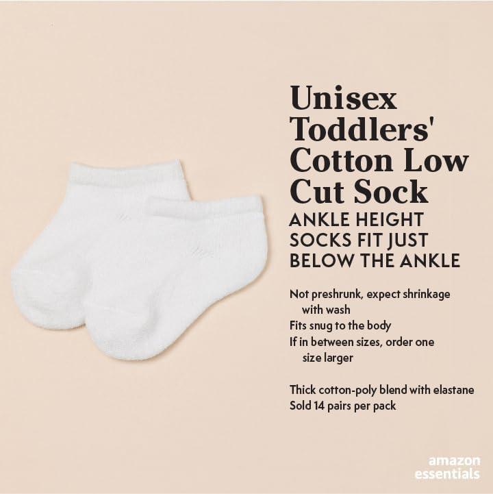 imageAmazon Essentials unisexchild Cotton Low Cut Cushioned SockWhiteGrey