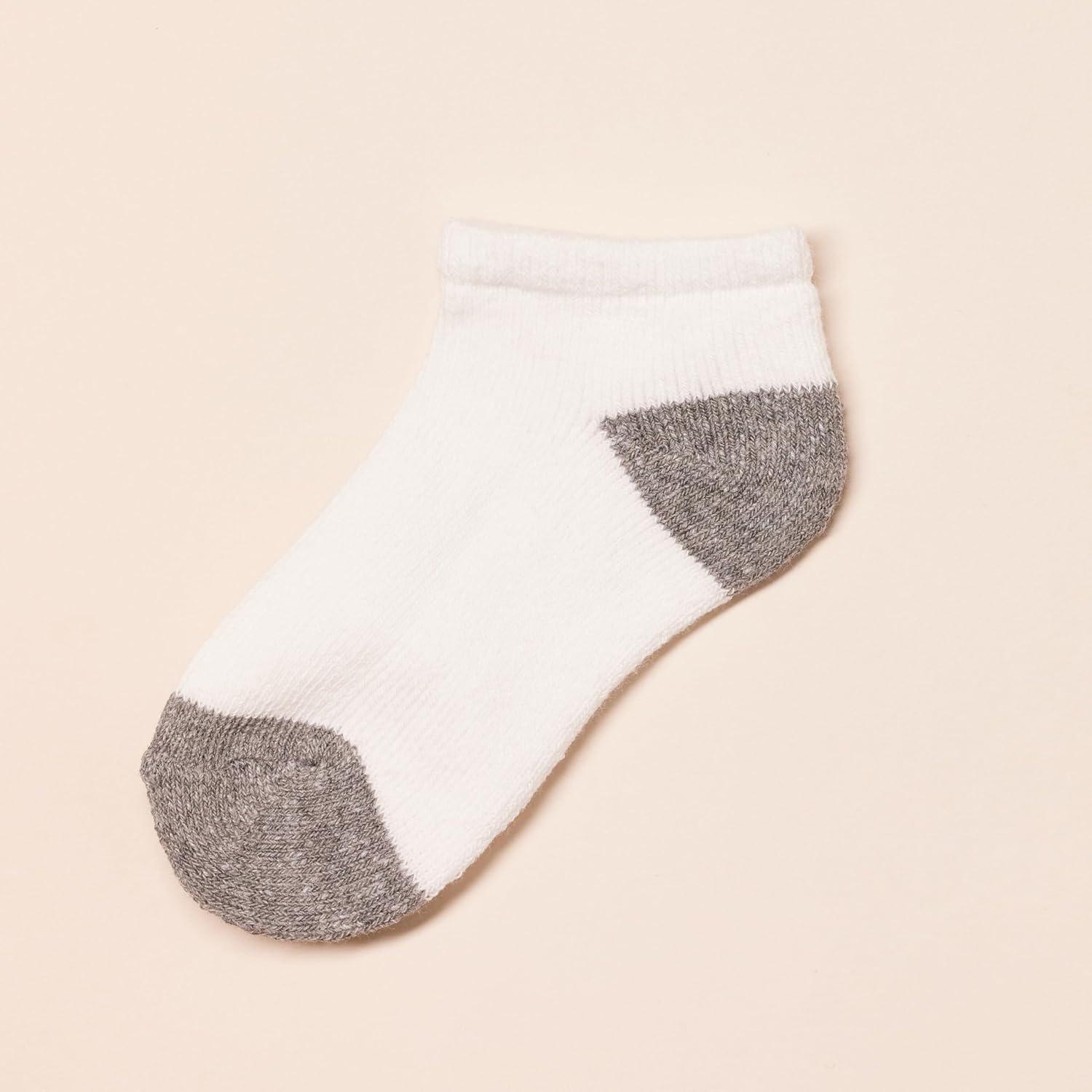 imageAmazon Essentials unisexchild Cotton Low Cut Cushioned SockWhiteGrey