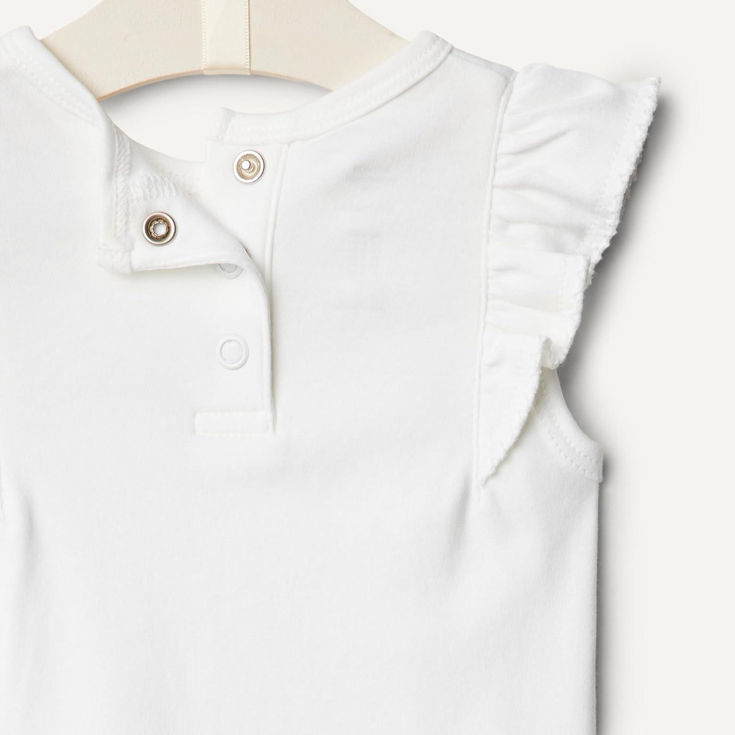 imageAmazon Essentials x Sofia Grainge Baby Girls Embroidered Ruffle Bodysuit Pack of 2Light PinkWhite