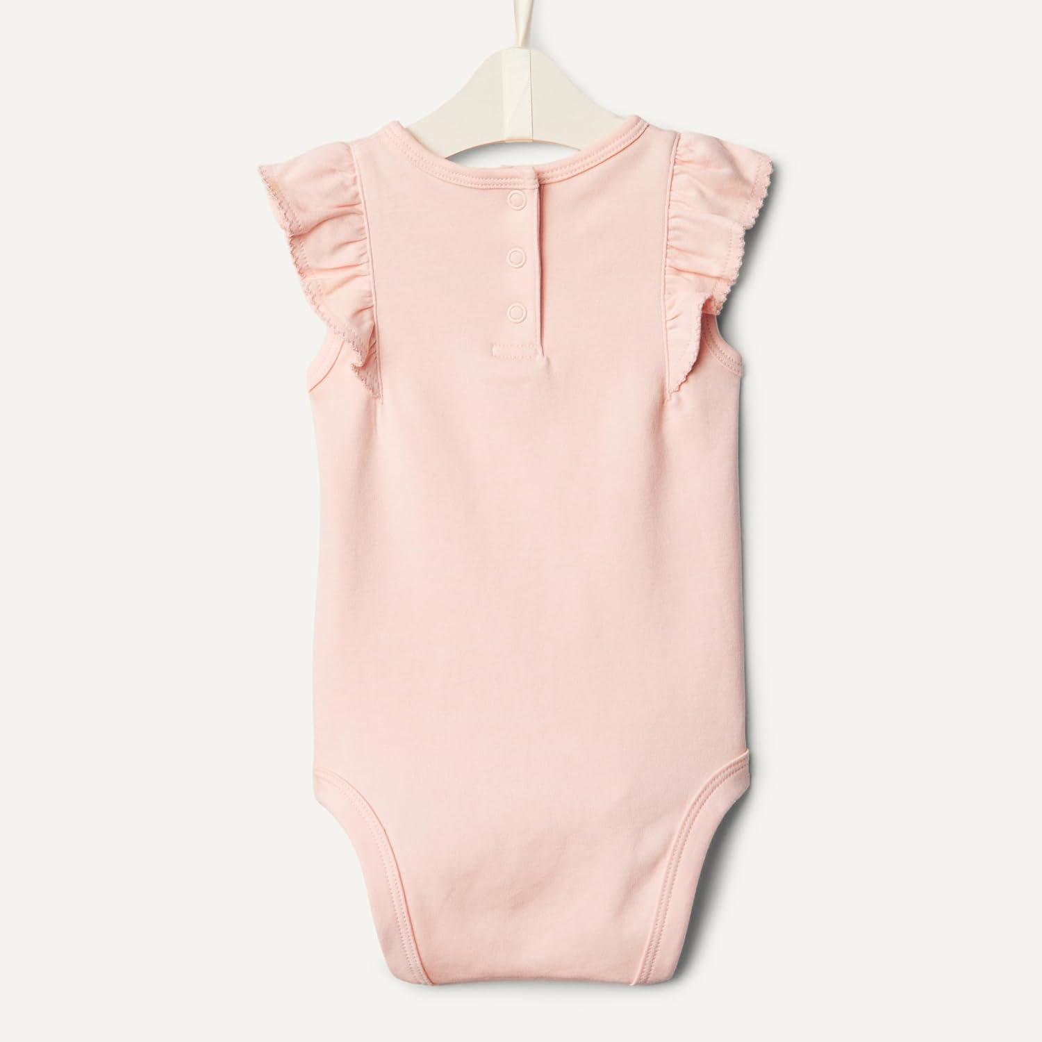 imageAmazon Essentials x Sofia Grainge Baby Girls Embroidered Ruffle Bodysuit Pack of 2Light PinkWhite