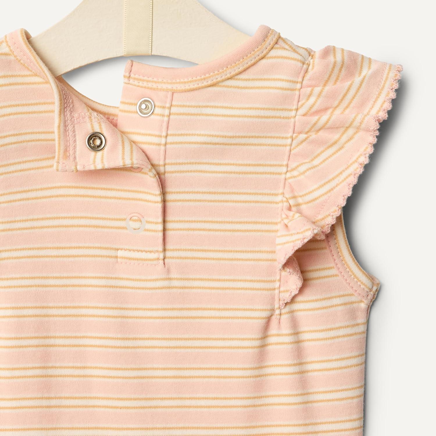 imageAmazon Essentials x Sofia Grainge Baby Girls Embroidered Ruffle Bodysuit Pack of 2StrawberryStripe