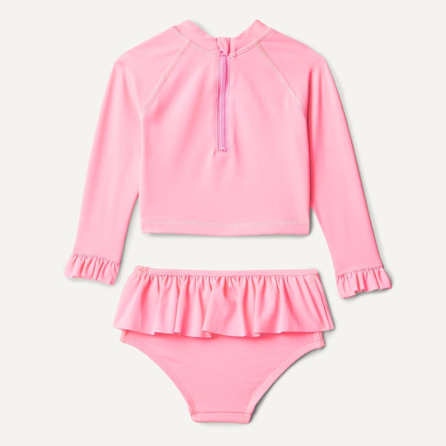 imageAmazon Essentials x Sofia Grainge Toddlers and Baby Girls 2Piece Long Sleeve Rashguard SetBright Pink