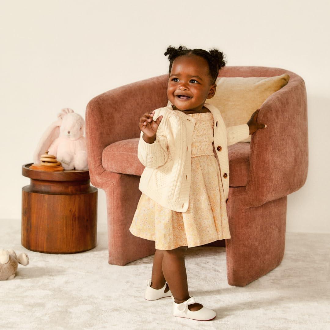 imageAmazon Essentials x Sofia Grainge Toddlers and Baby Girls Embroidered Knit DressBlue Ivory Delicate Floral