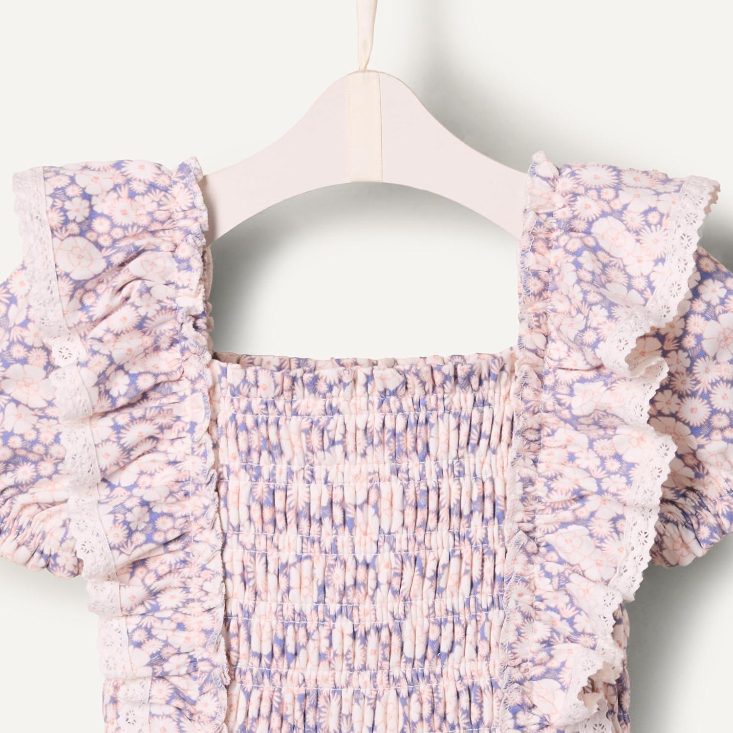 imageAmazon Essentials x Sofia Grainge Toddlers and Baby Girls Embroidered Knit DressBlue Ivory Delicate Floral