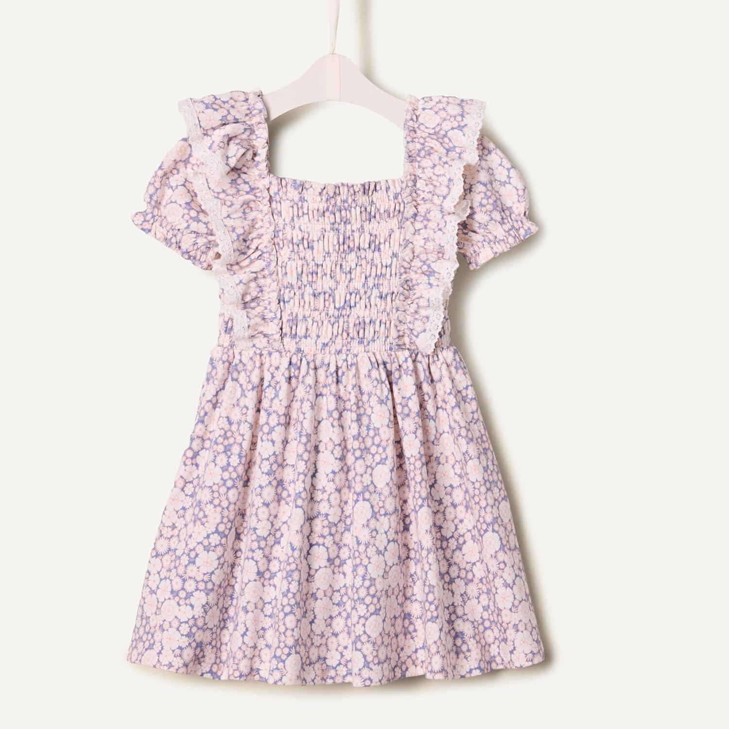 imageAmazon Essentials x Sofia Grainge Toddlers and Baby Girls Embroidered Knit DressBlue Ivory Delicate Floral