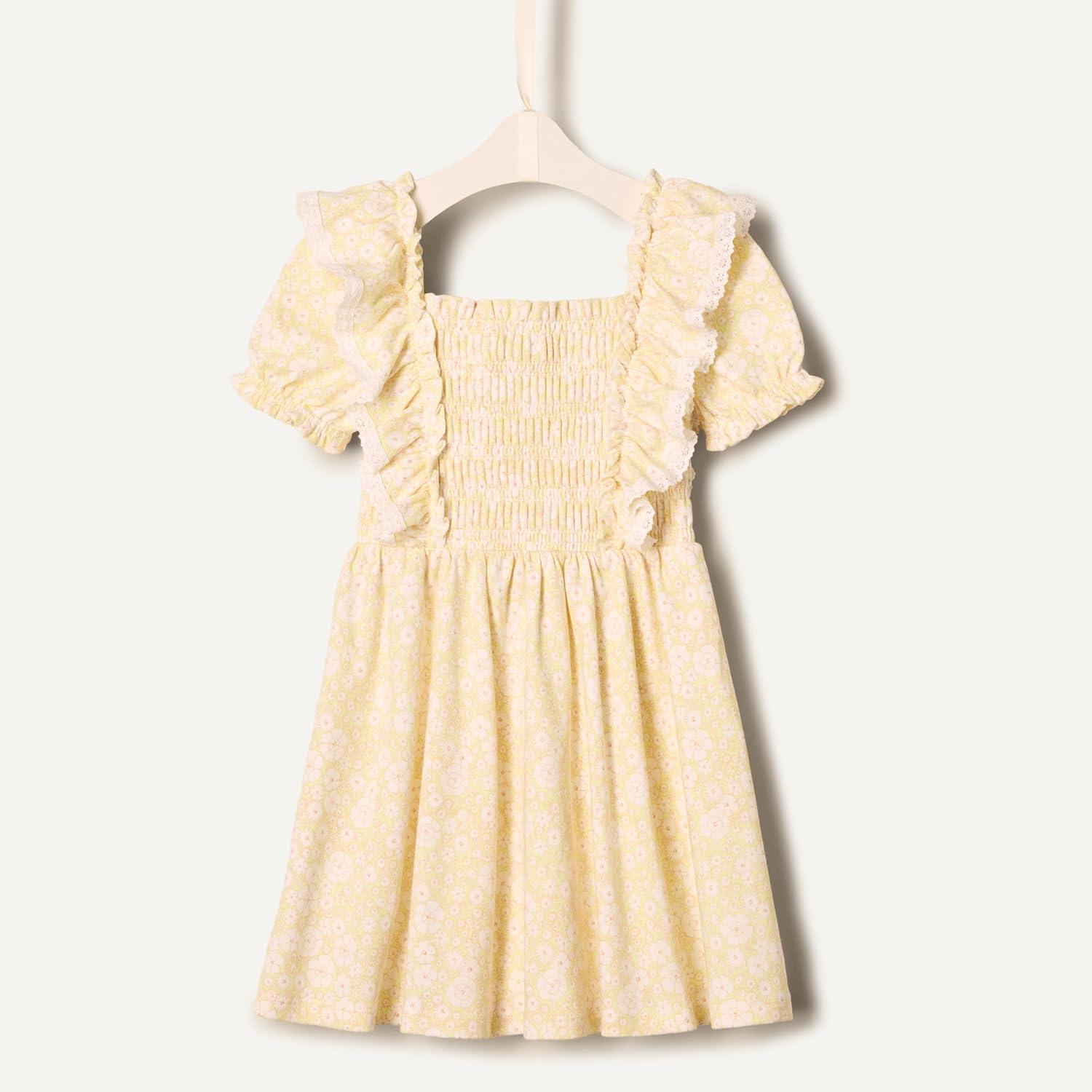 imageAmazon Essentials x Sofia Grainge Toddlers and Baby Girls Embroidered Knit DressLight Yellow Delicate Floral